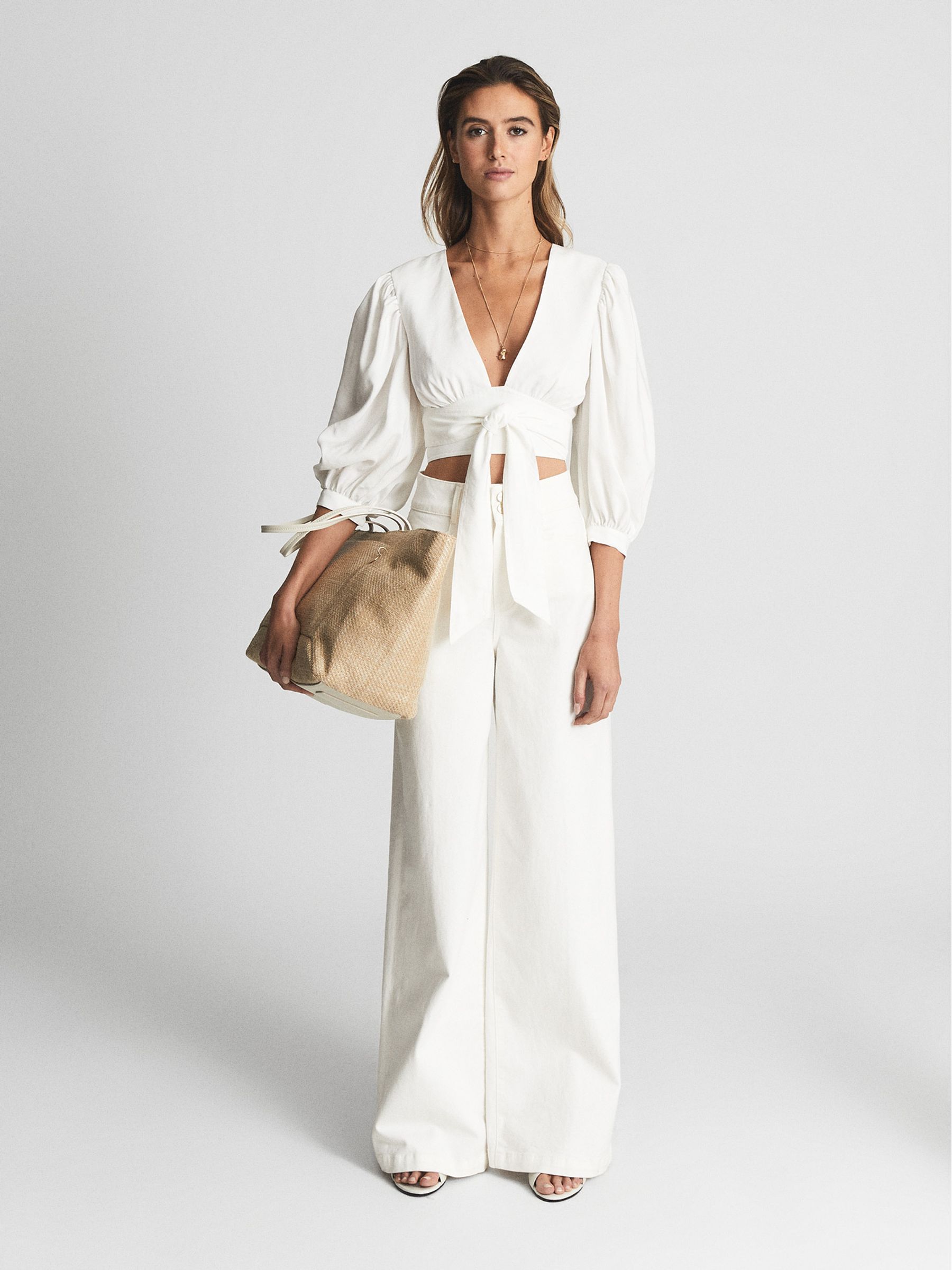 Paige Wide Leg Jeans in Ecru - Image 7 of 7