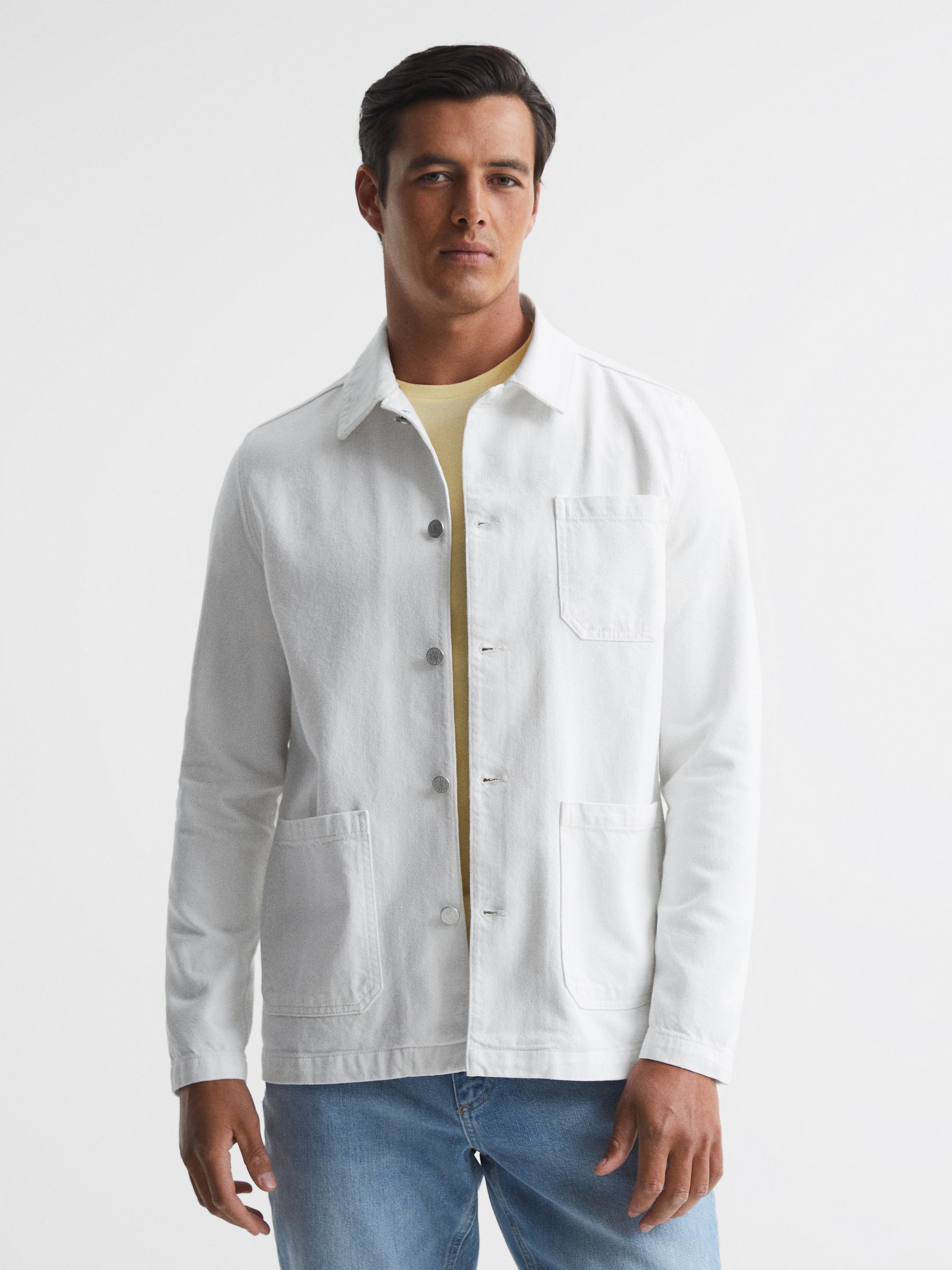 Cotton Twill Worker Jacket in White - Image 1 of 6