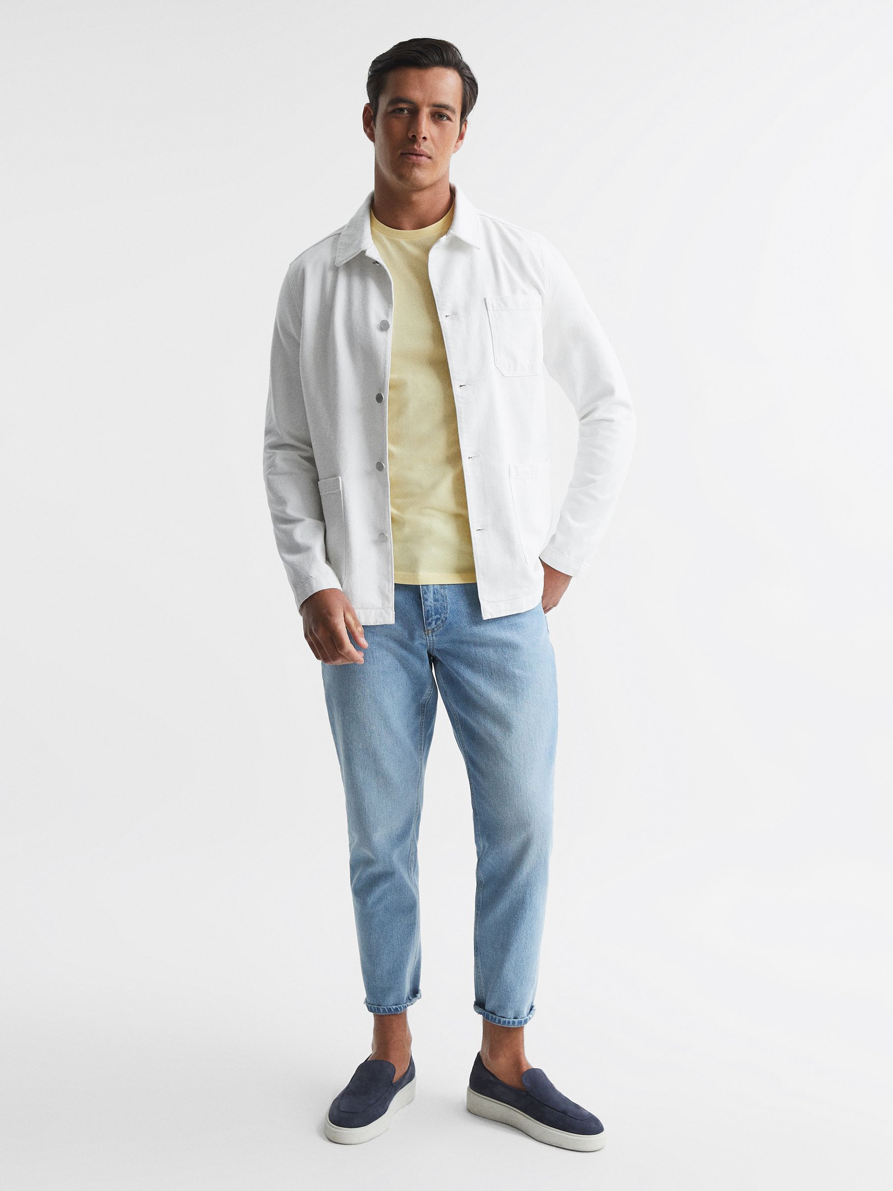 Cotton Twill Worker Jacket in White - Image 3 of 6
