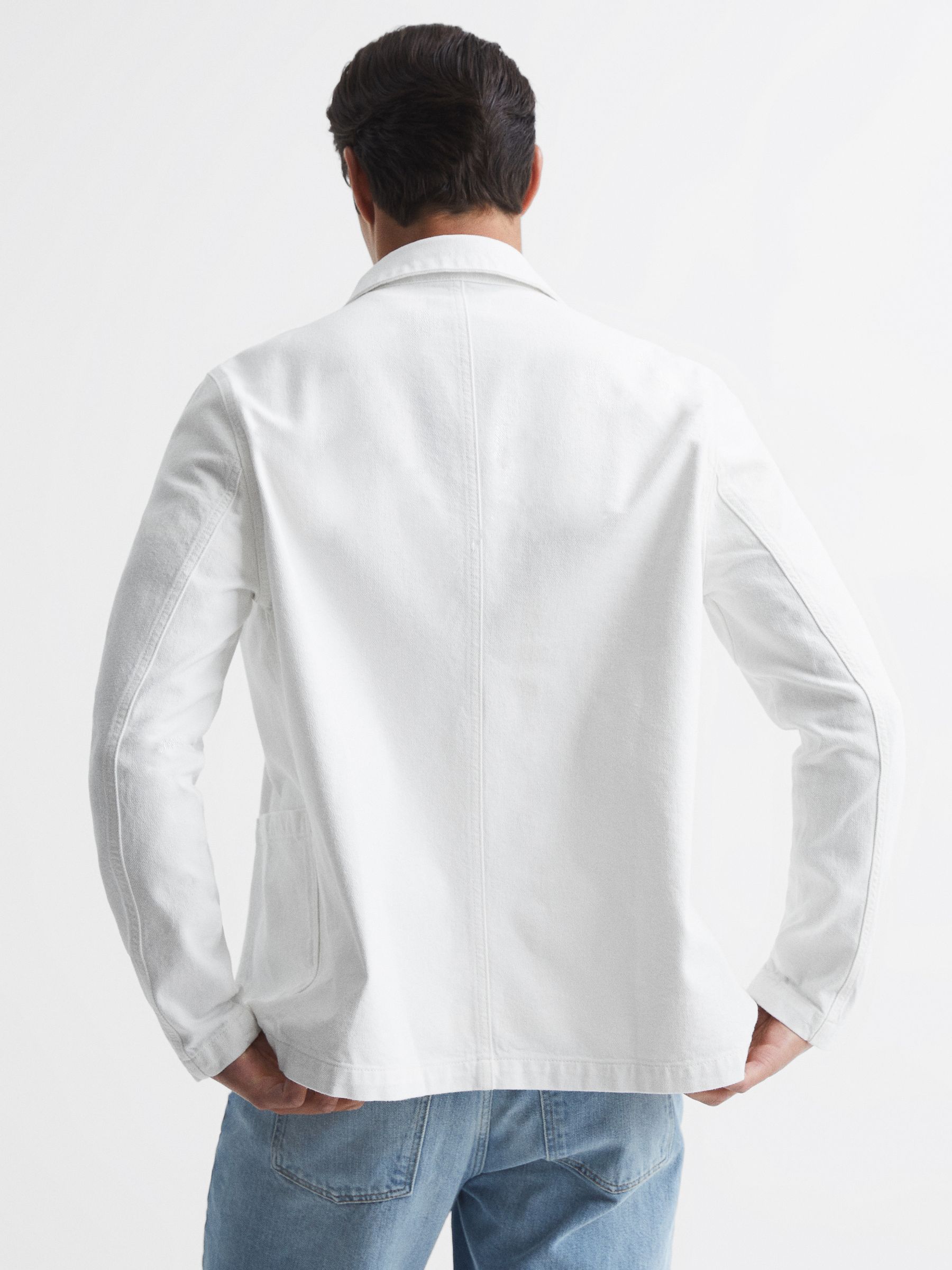 Cotton Twill Worker Jacket in White - Image 5 of 6