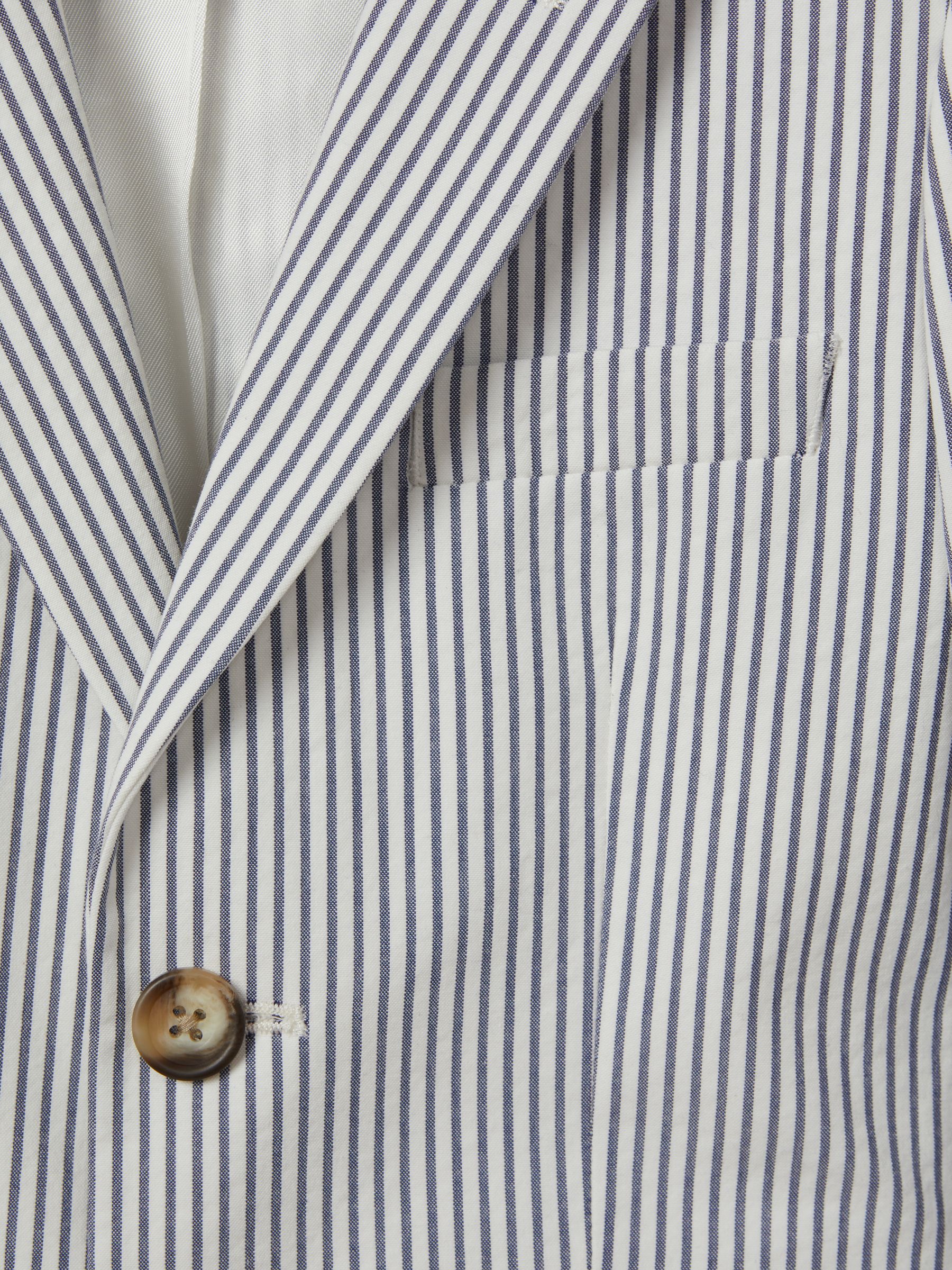 3-9 yrs Single Breasted Seersucker Blazer in Soft Blue - Image 4 of 4
