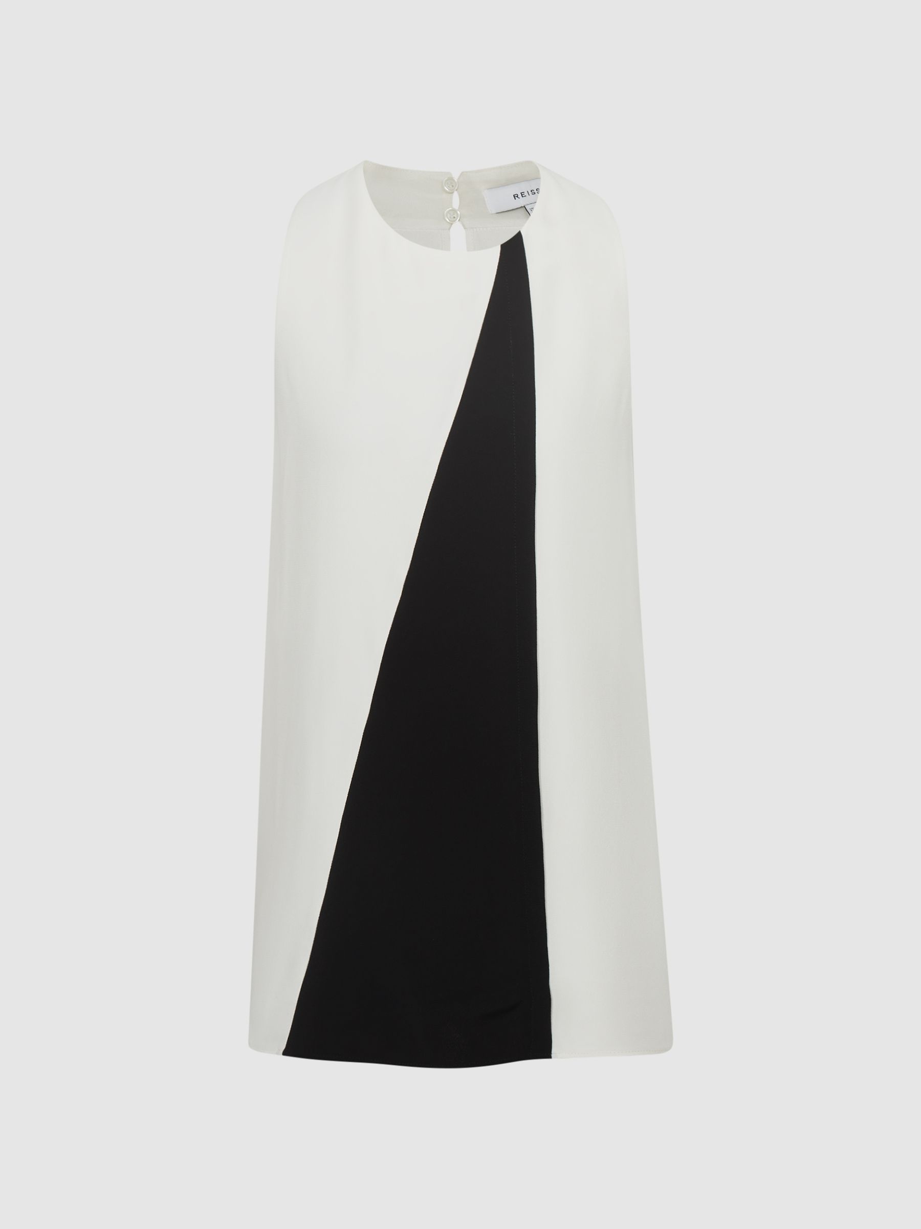 Ensfarvet ærmeløs top i sort/hvid - Billede 2 af 5