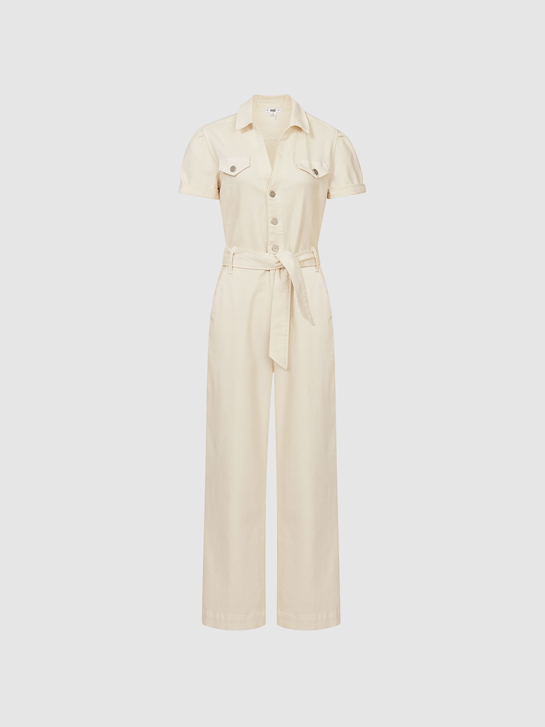 Paige Anessa Denim Jumpsuit in Ecru - Image 2 of 4