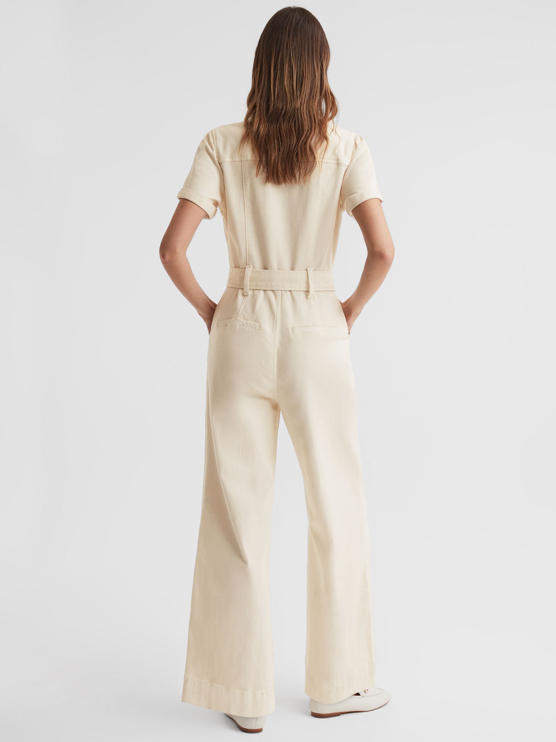 Paige Anessa Denim Jumpsuit in Ecru - Image 4 of 4