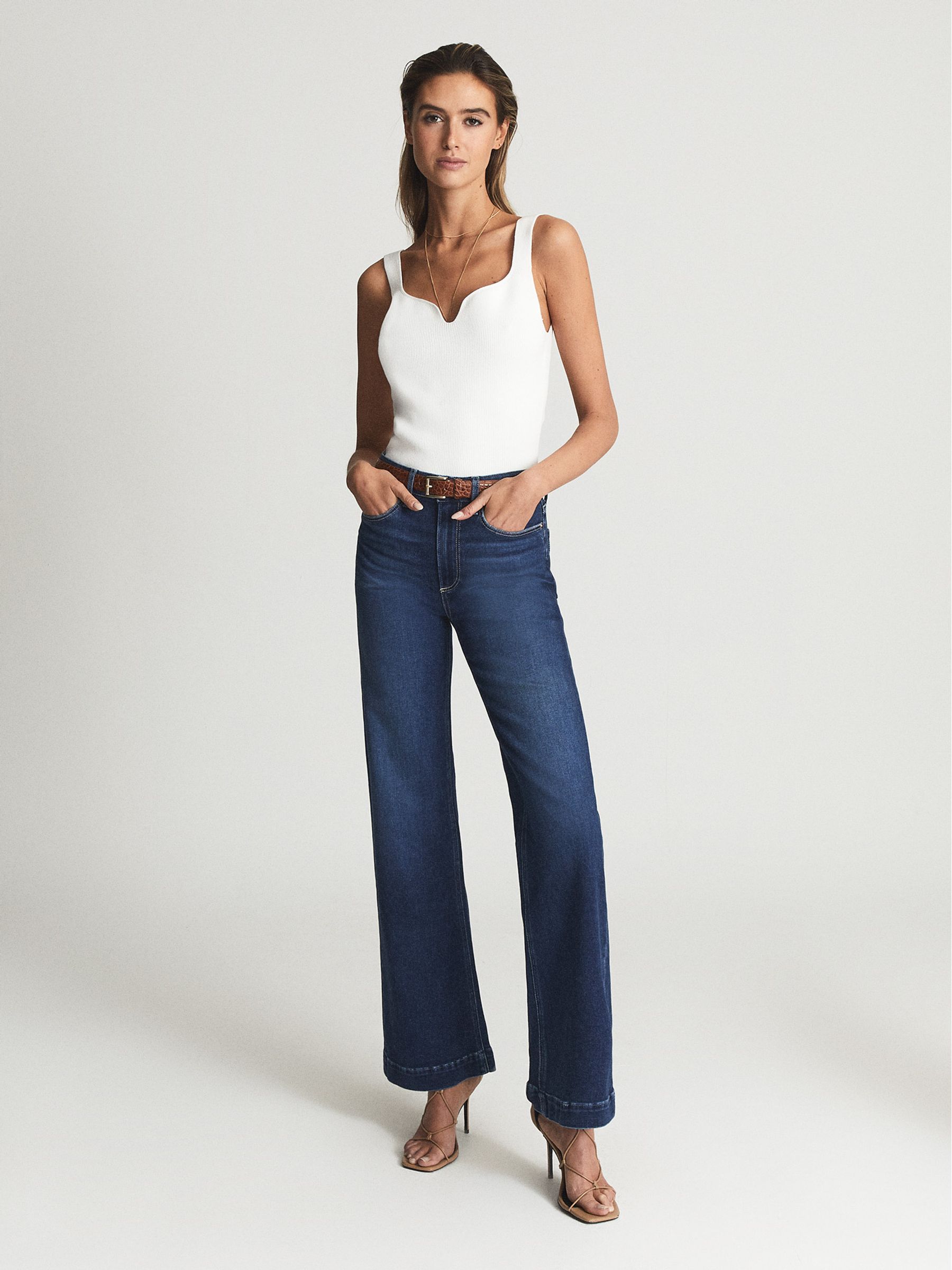 Paige High Rise Flared Jeans in Pale Blue - Image 1 of 7