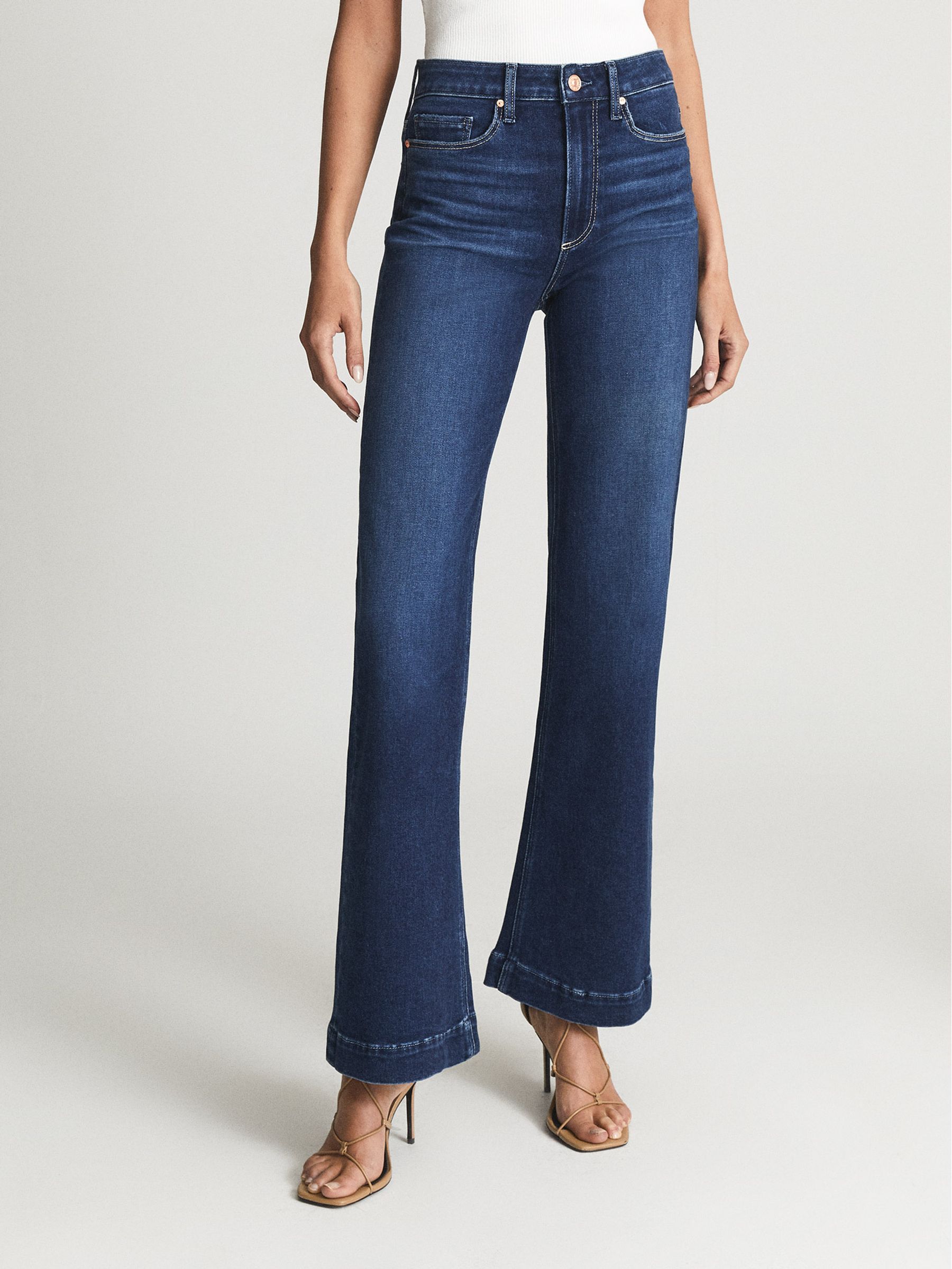Paige High Rise Flared Jeans in Pale Blue - Image 4 of 7