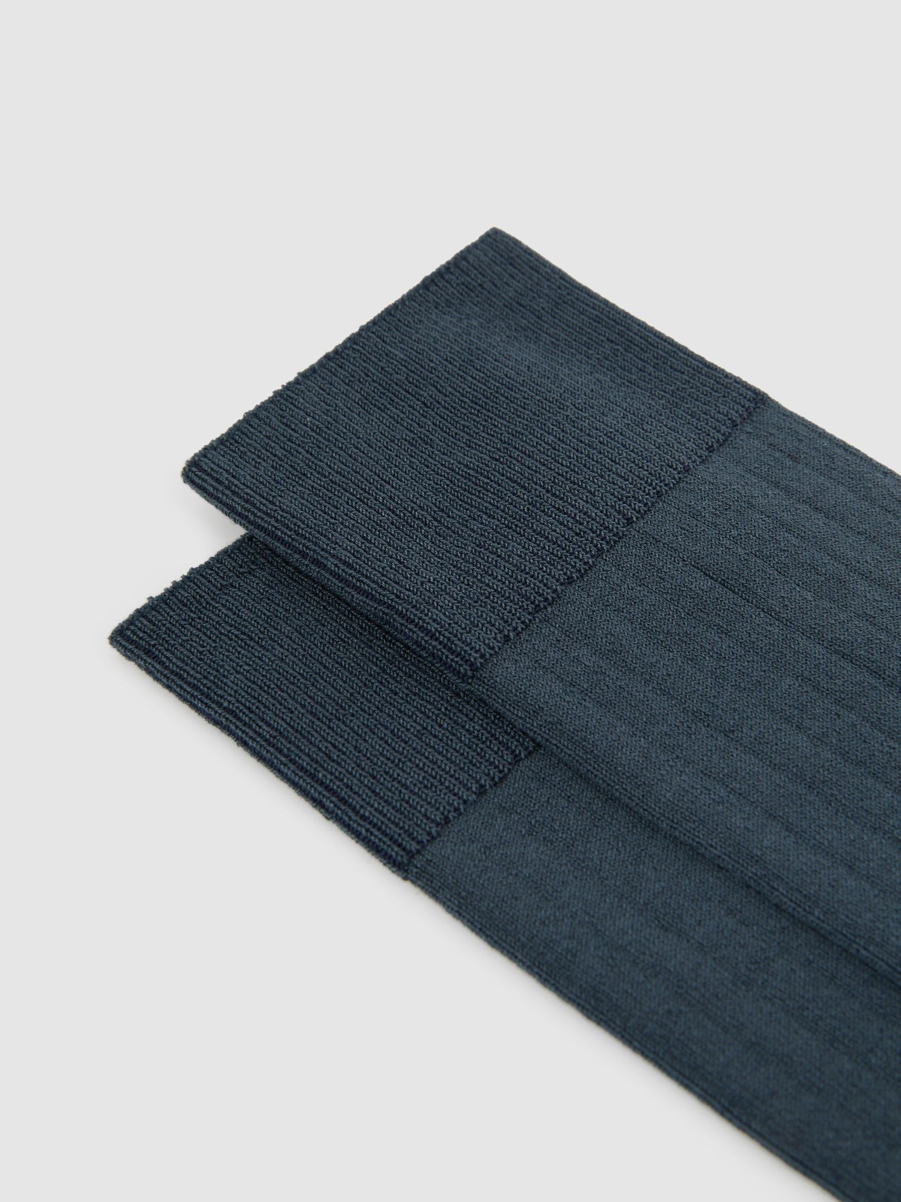 Cotton-Blend Ribbed Socks in Airforce Blue - image 2