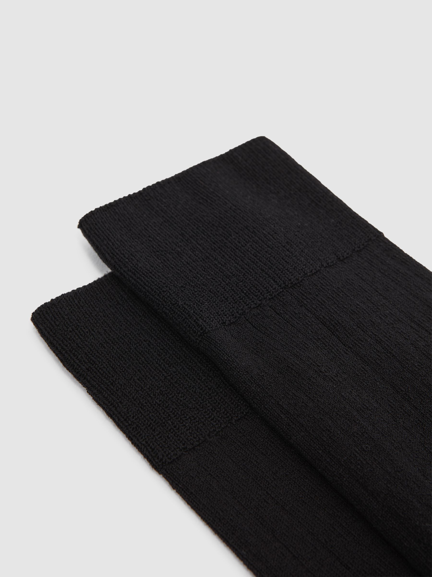 Cotton-Blend Ribbed Socks in Black - image 3
