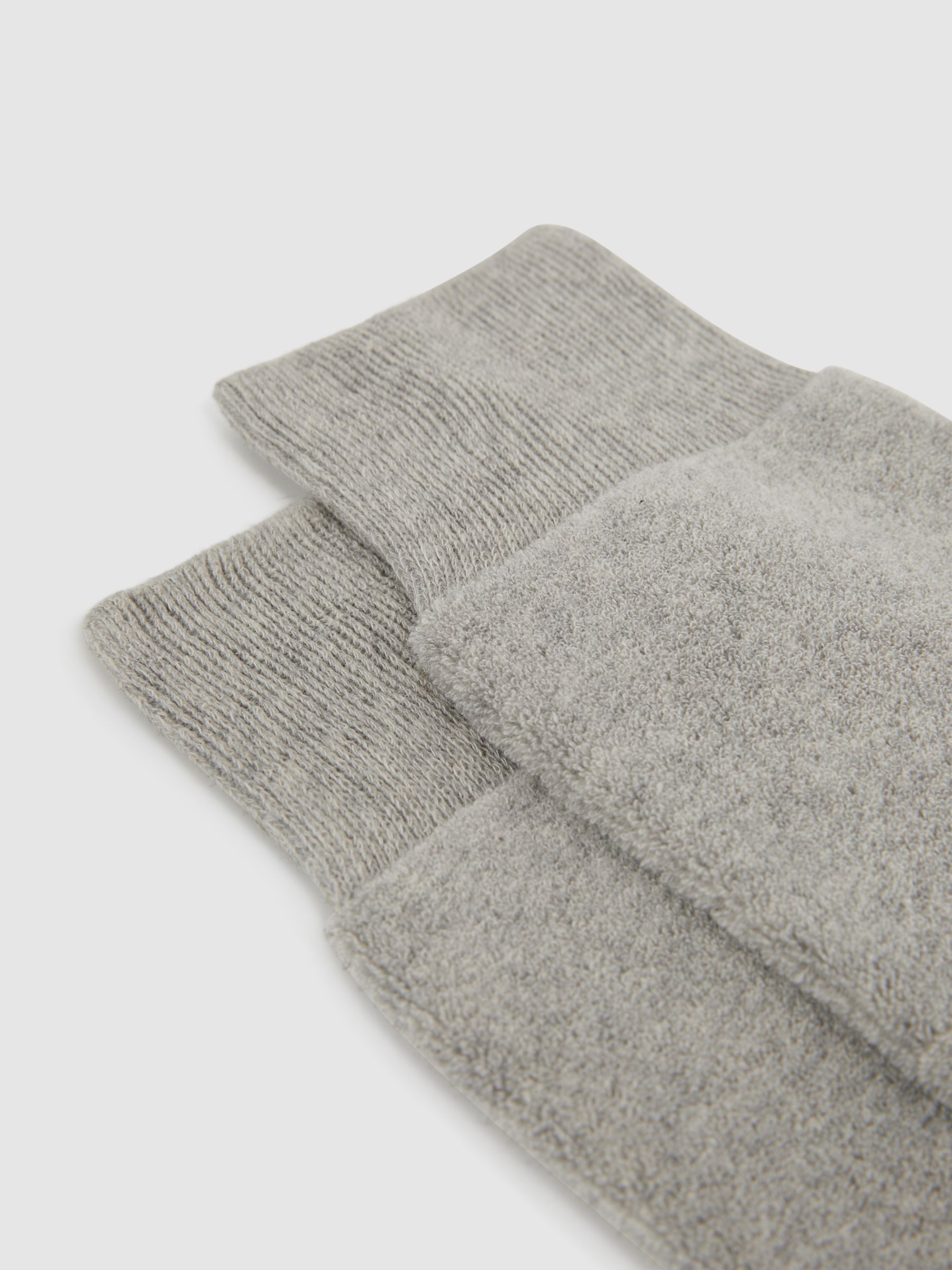 Cotton Blend Terry Towelling Socks in Grey Melange - Image 3 of 4