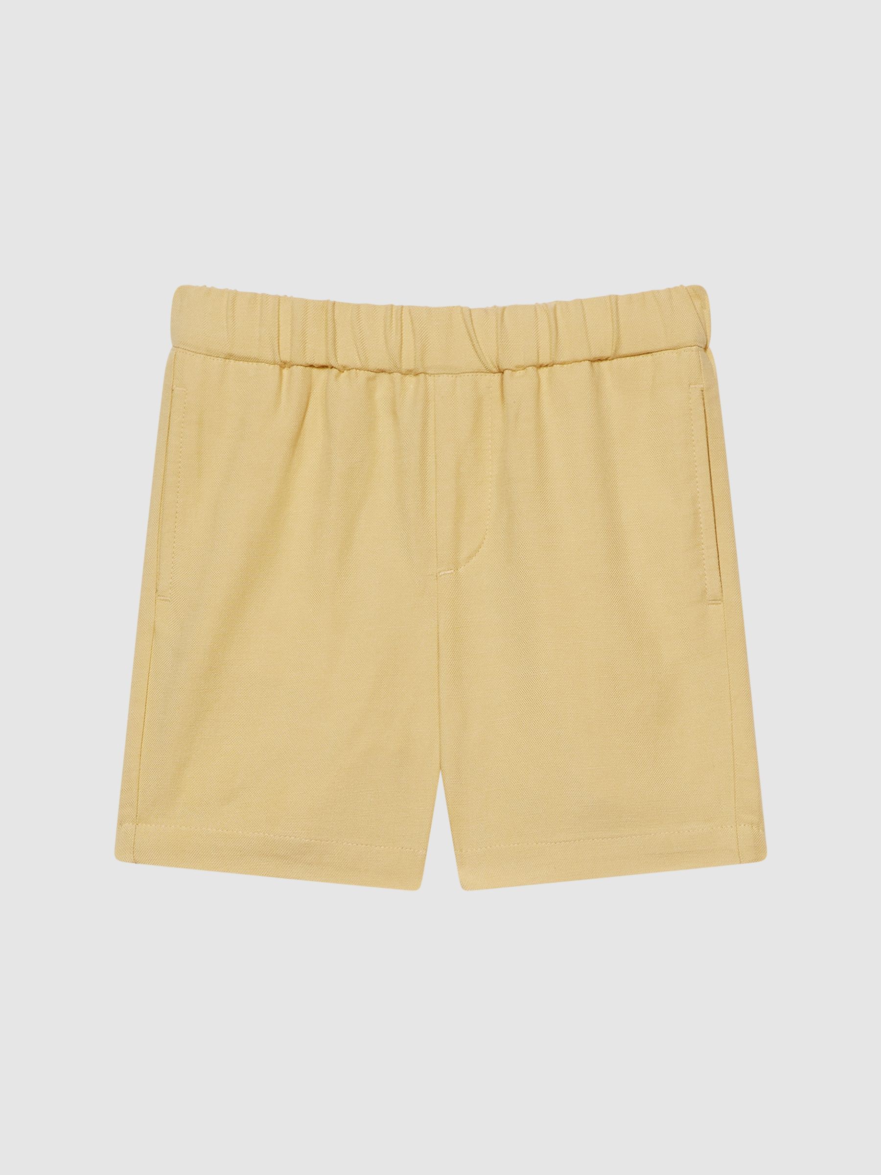 Textured Linen Blend Shorts in Lemon - Image 2 of 5