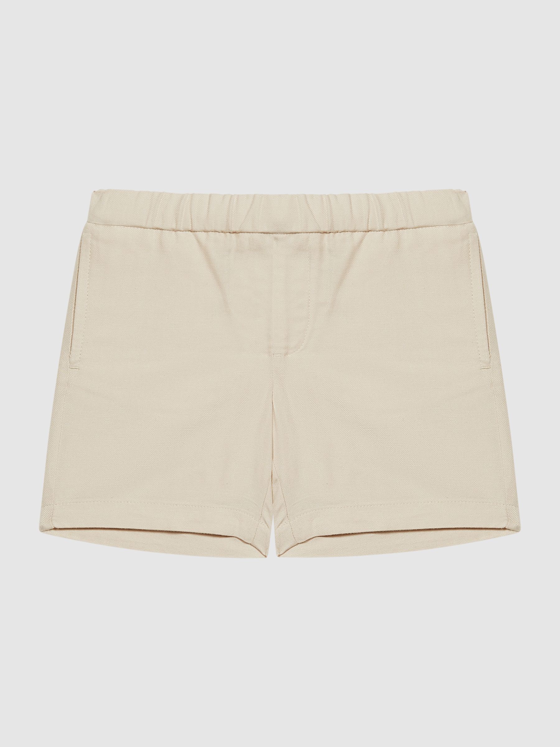 Textured Linen Blend Shorts in Stone - Image 2 of 4 Textured Linen Blend Shorts in Stone - Image 2 of 4
