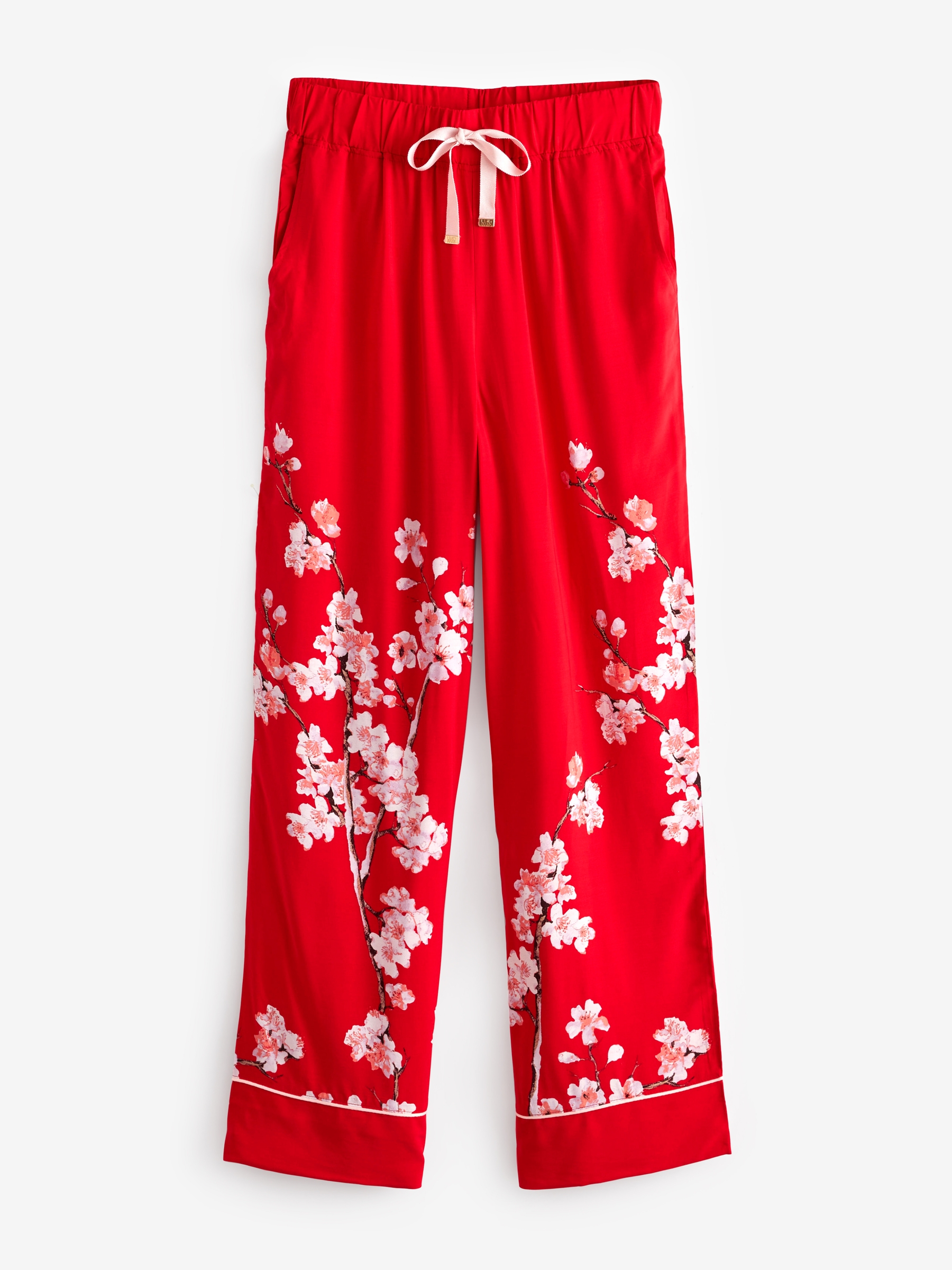 Red Japanese Cherry Blossom Floral Cosy Button Through Pyjamas - Image 8 of 8