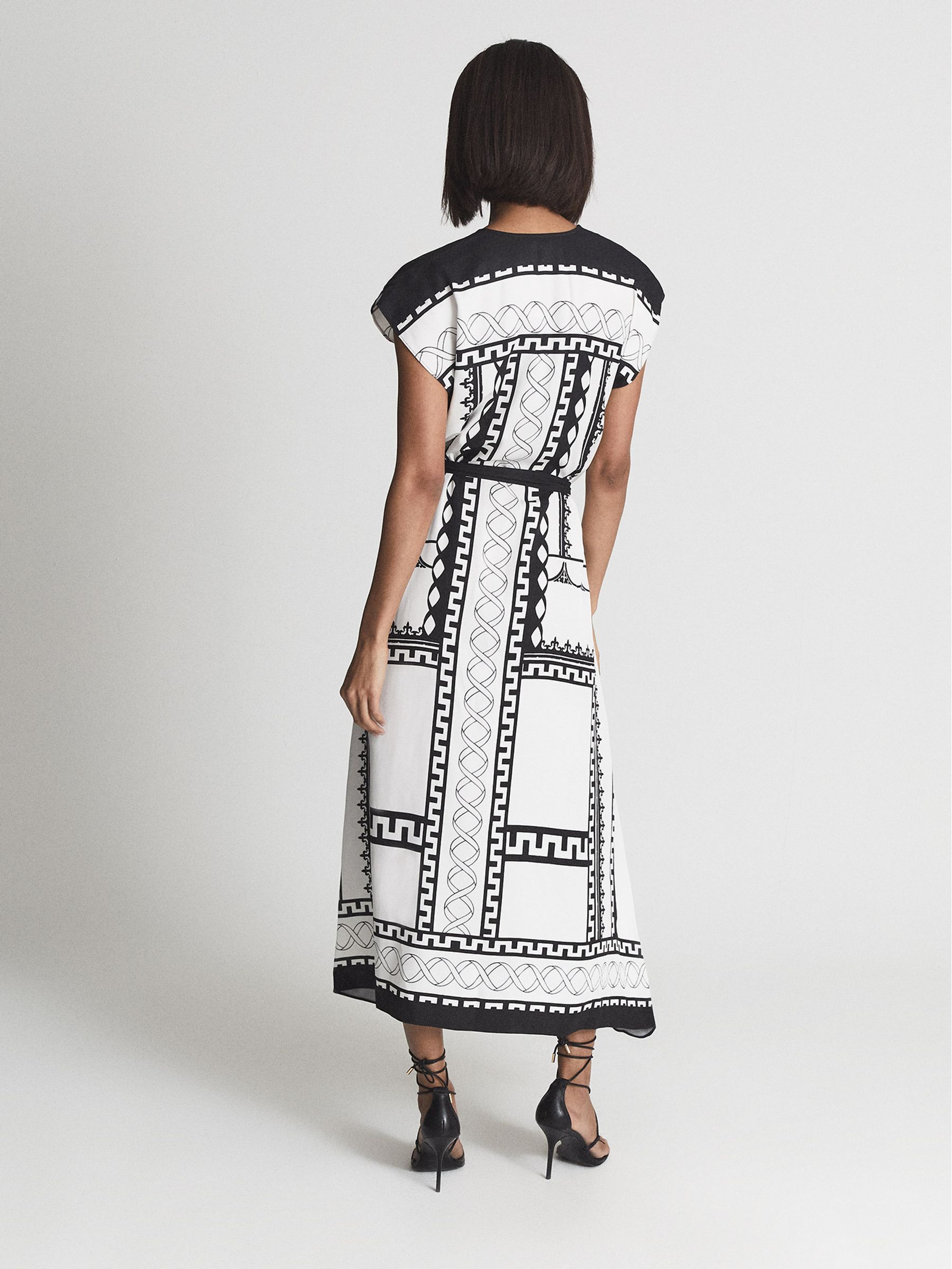 Mono Printed Midi Dress in Black/White - Image 5 of 6