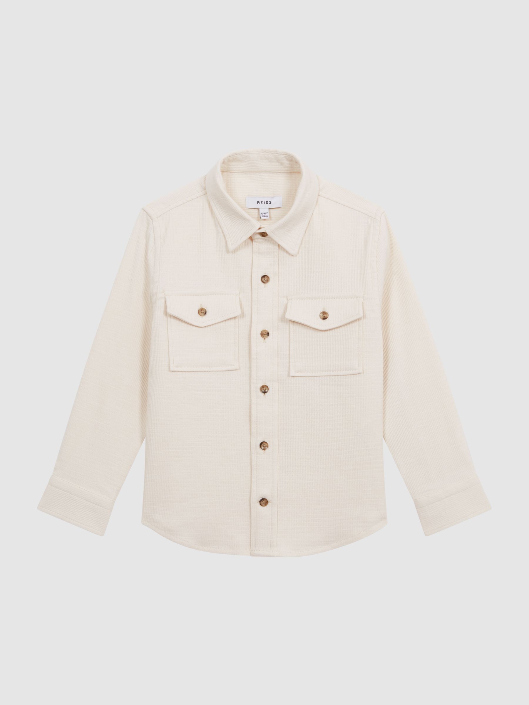 Junior Jersey Textured Overshirt in Ecru - Image 2 of 6