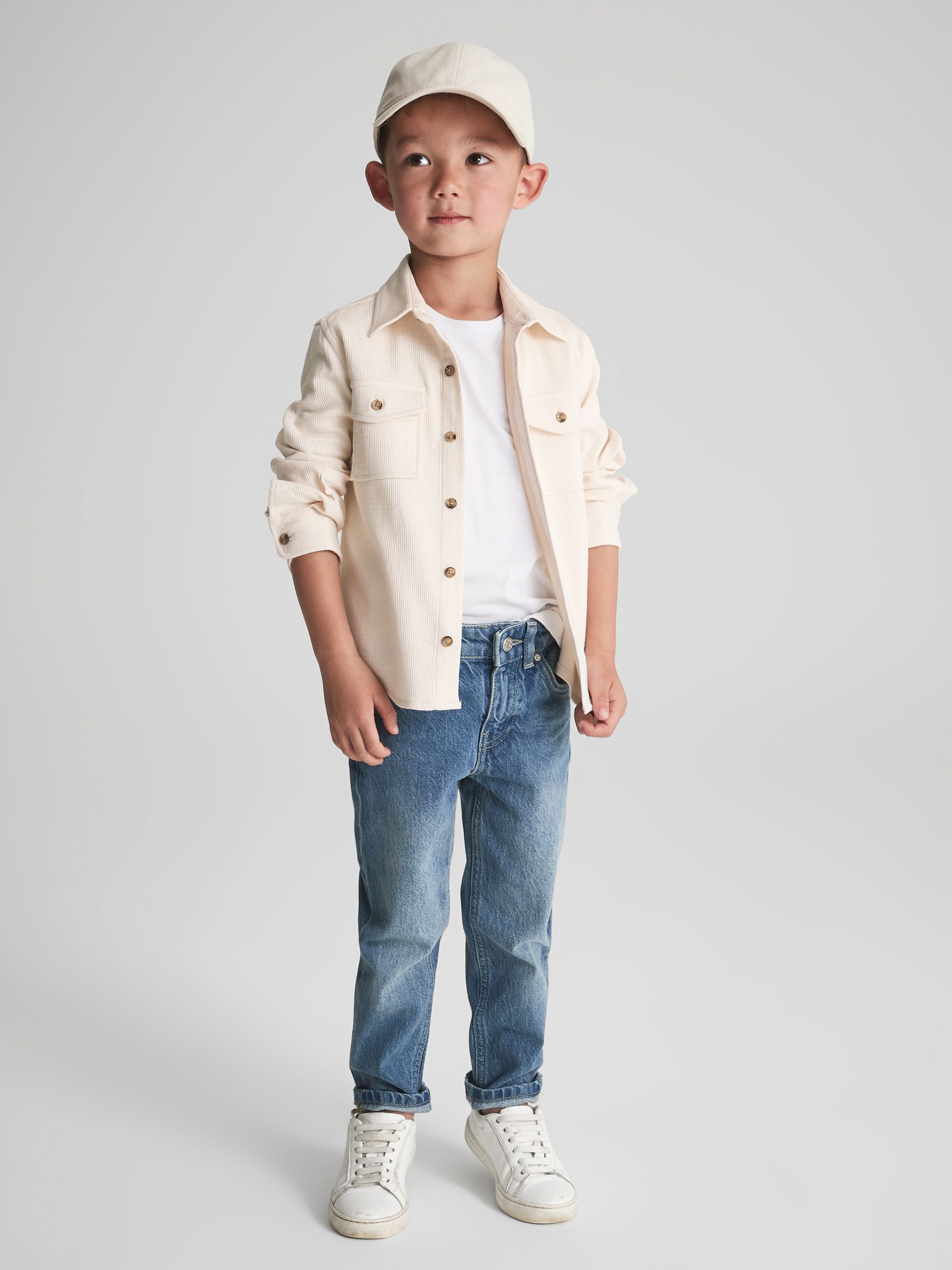 Junior Jersey Textured Overshirt in Ecru - Image 4 of 6