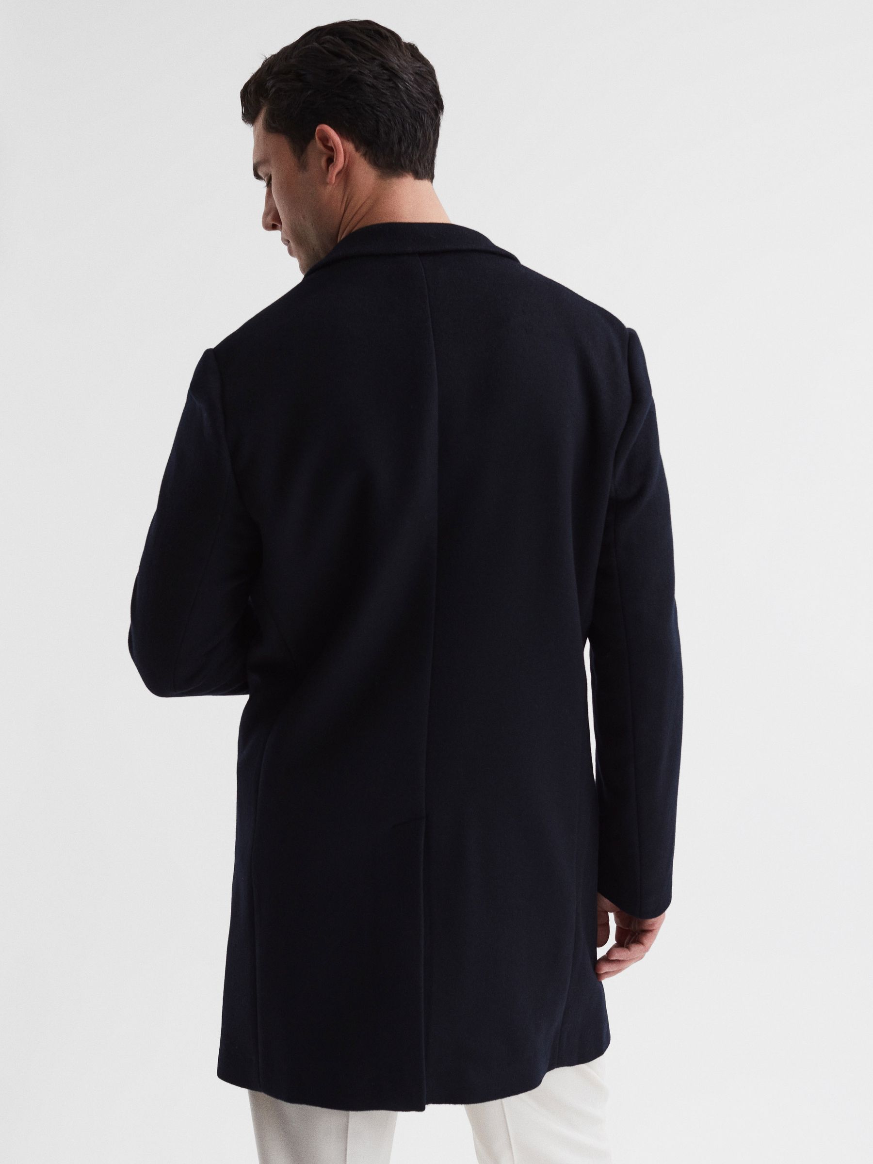 Single Breasted Overcoat in Navy - Image 5 of 7