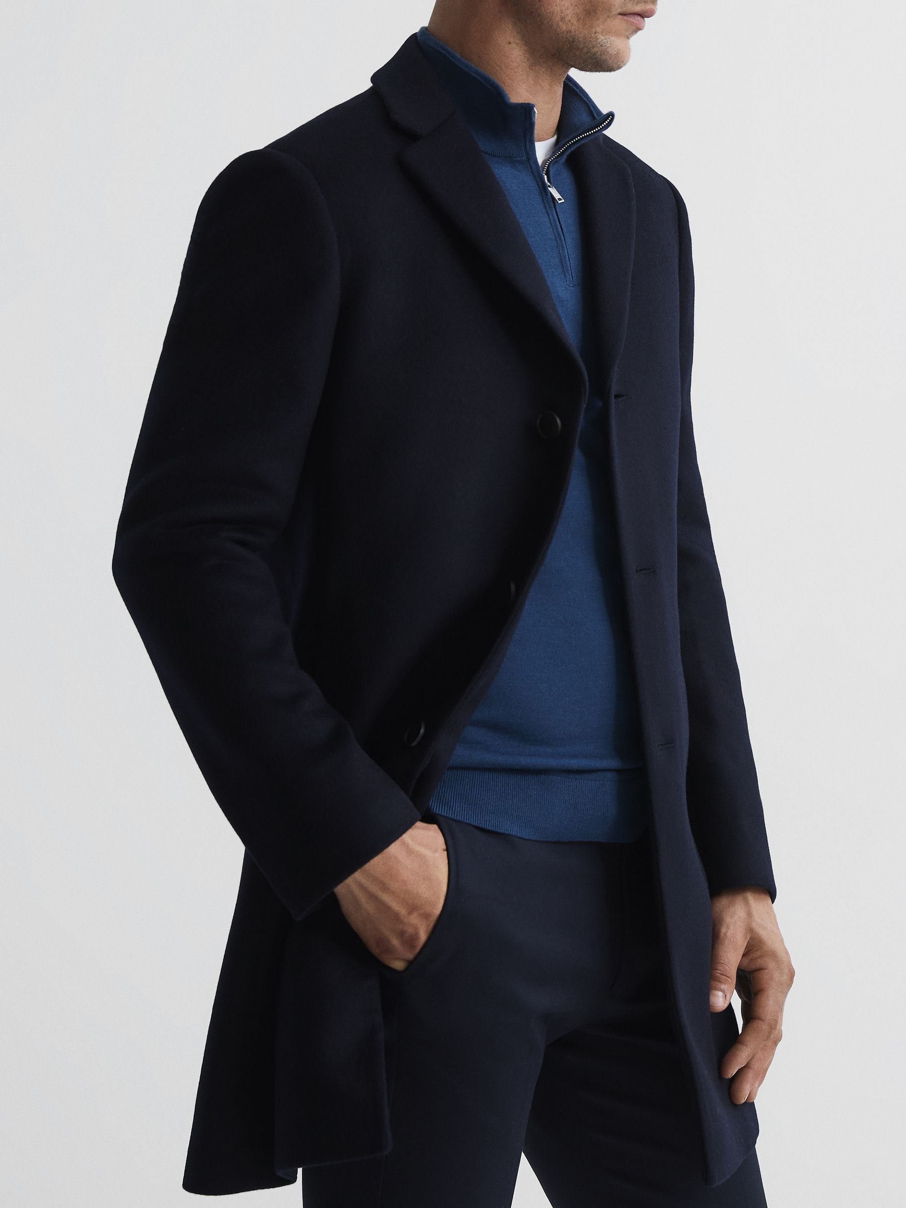 Single Breasted Overcoat in Navy - Image 7 of 7