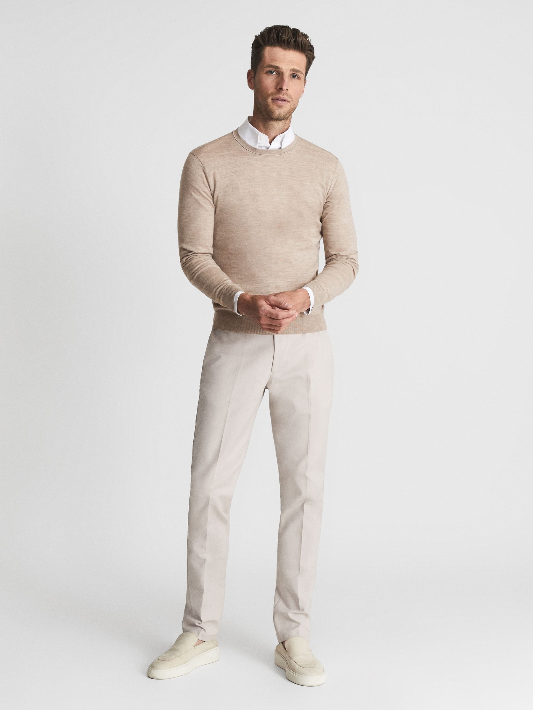 Merino Wool Jumper in Wheat Melange - Image 3 of 6