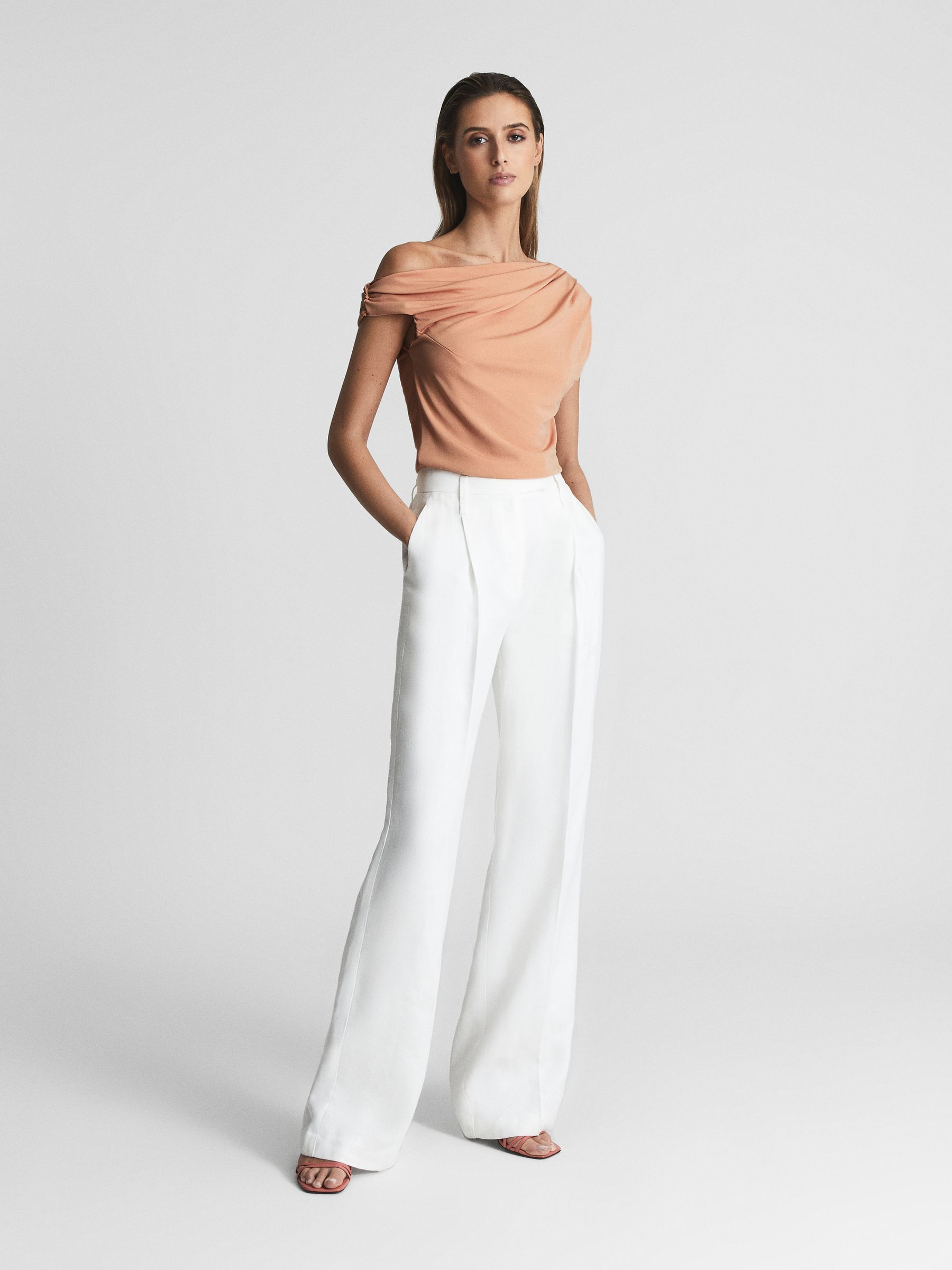 Short Sleeve Drape Top in Blush - Image 3 of 5
