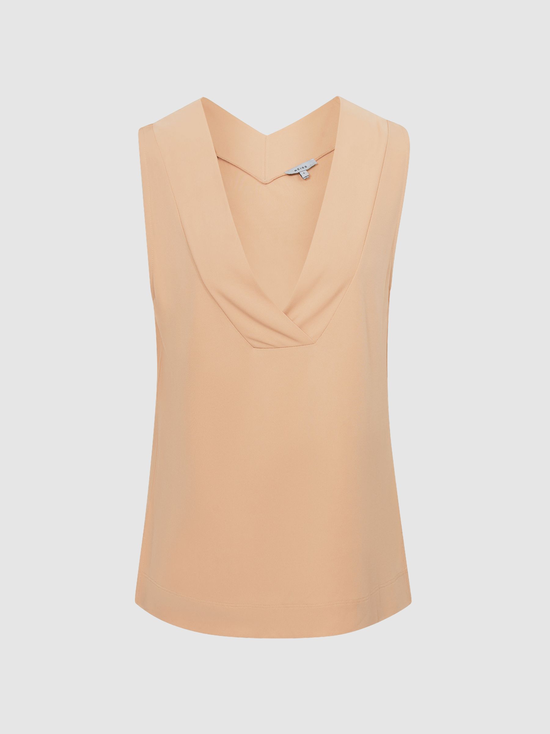 Reiss V-Neck Shell Blouse in Peach | REISS