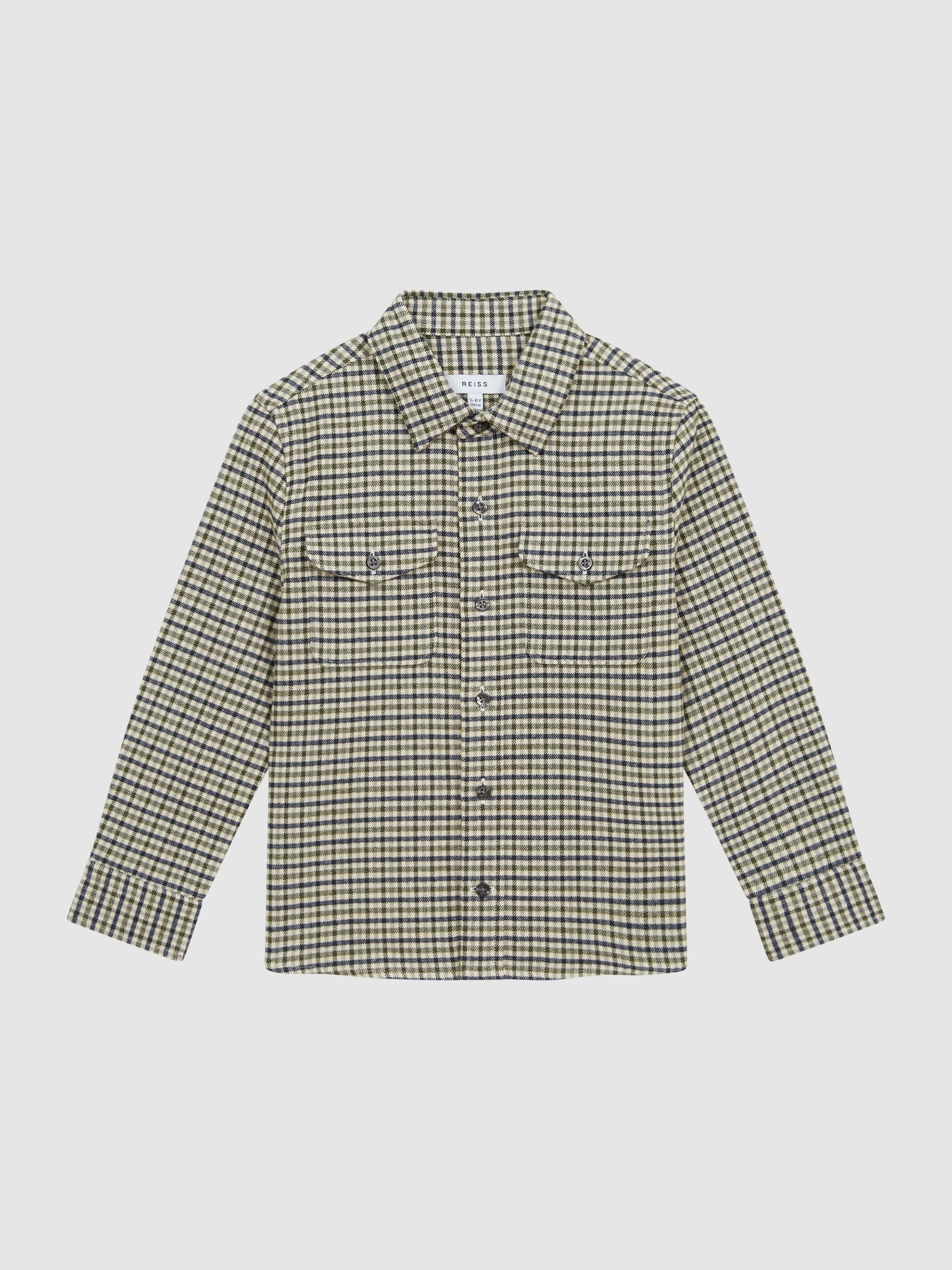 Junior Checked Twin Pocket Overshirt in Green - Image 2 of 7