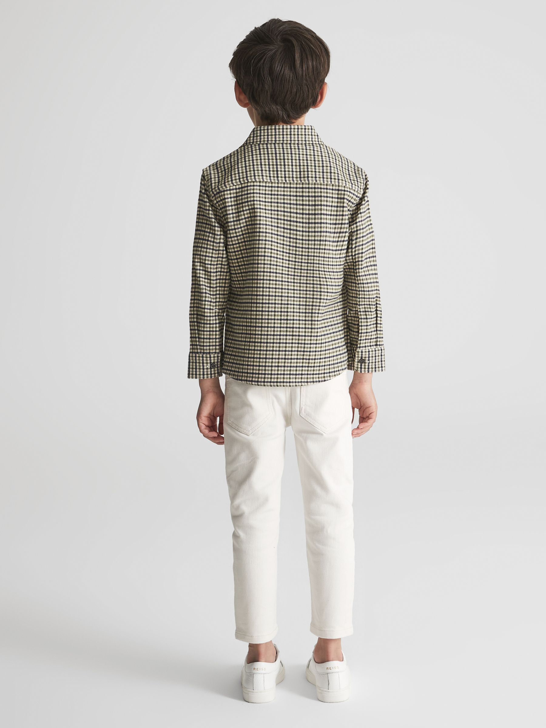 Junior Checked Twin Pocket Overshirt in Green - Image 6 of 7