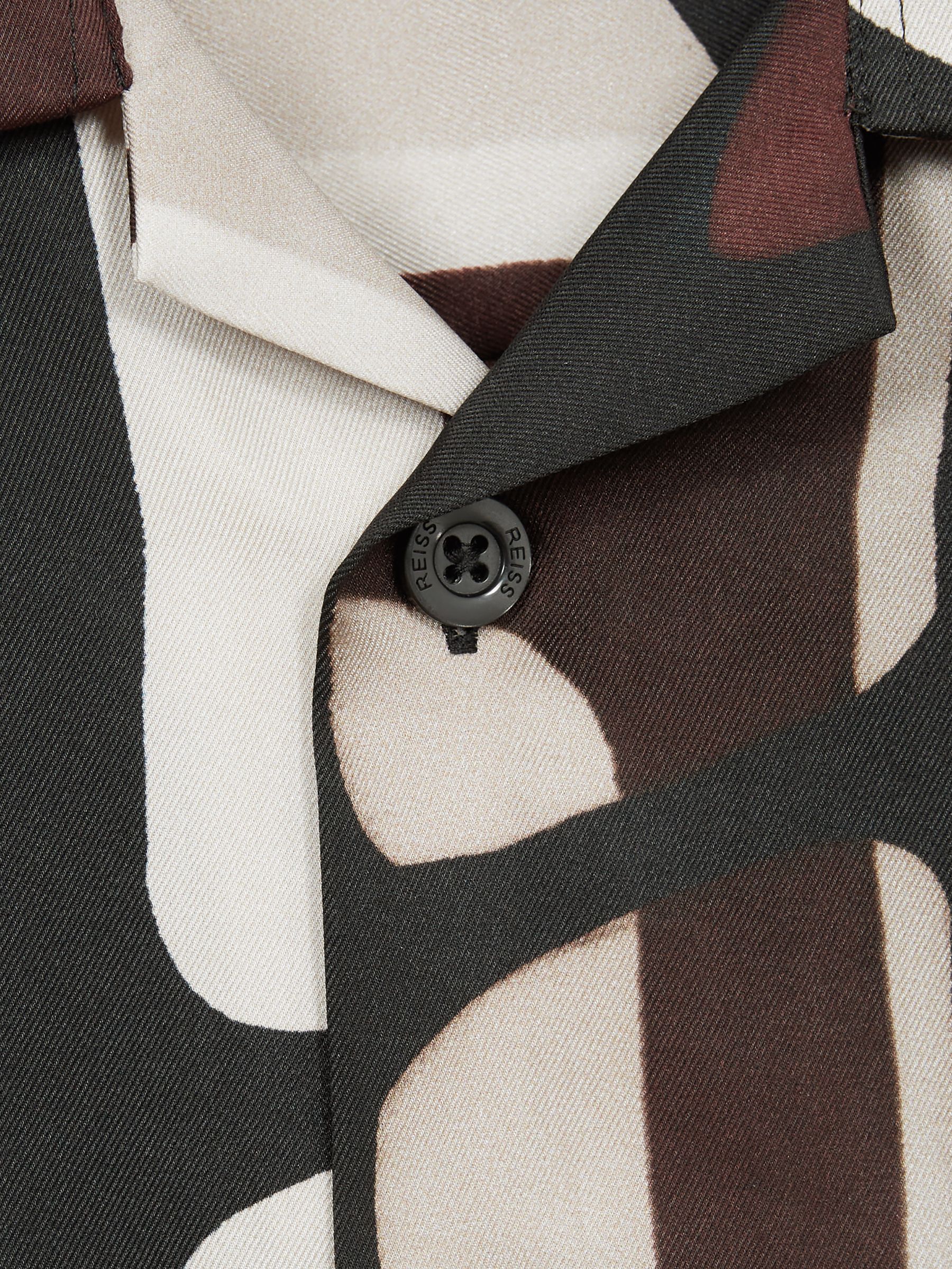 Junior Abstract Print Cuban Collar Shirt in Bordeaux - Image 8 of 8