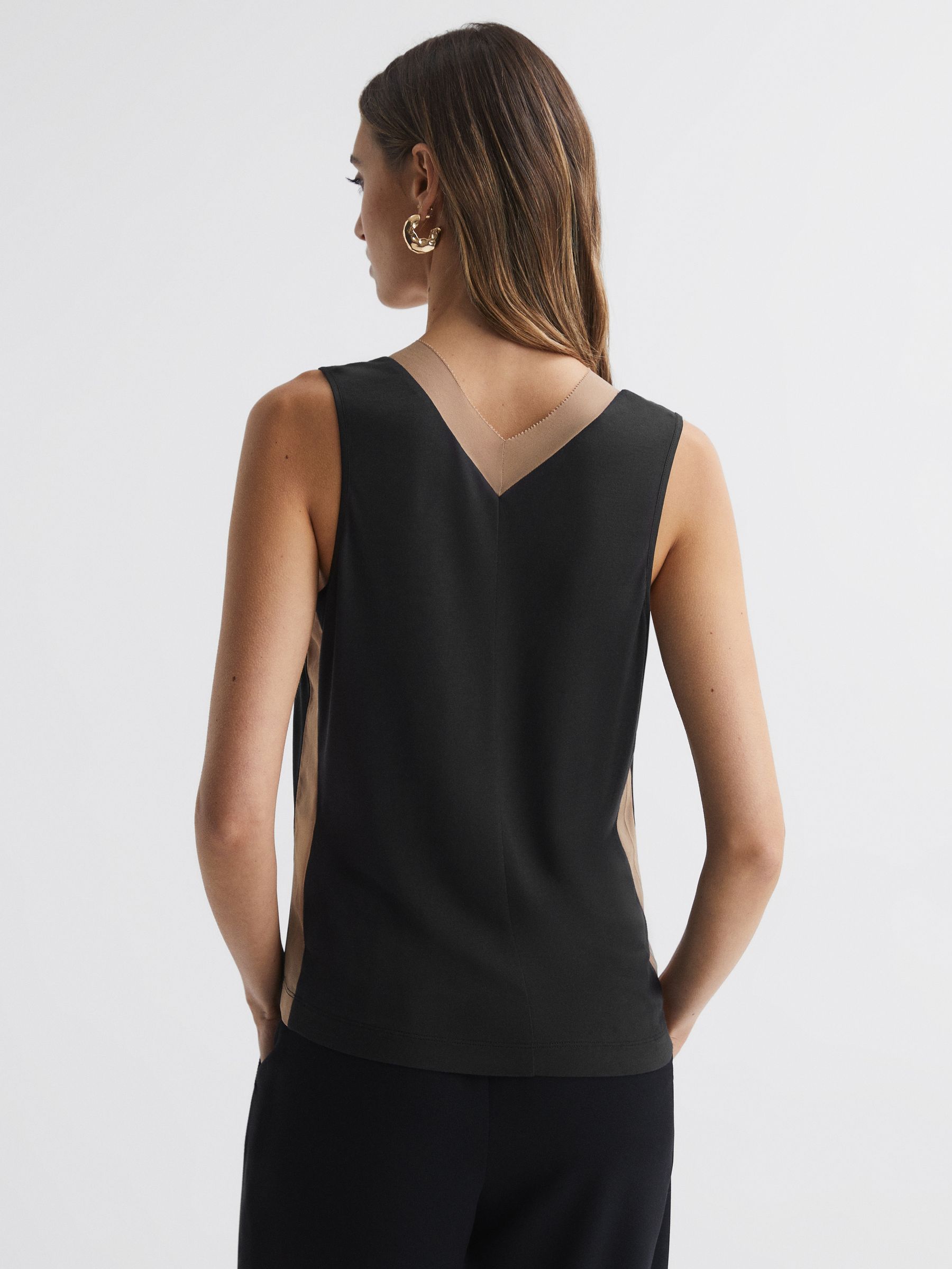 Silk Front Colourblock Vest in Nude/Black - Image 5 of 5