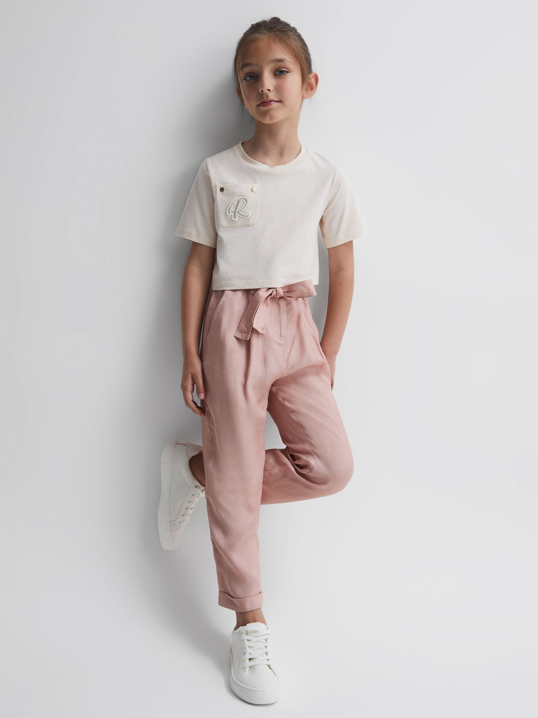 9-14 yrs Paper Bag Cargo Trousers in Pink - Image 1 of 5