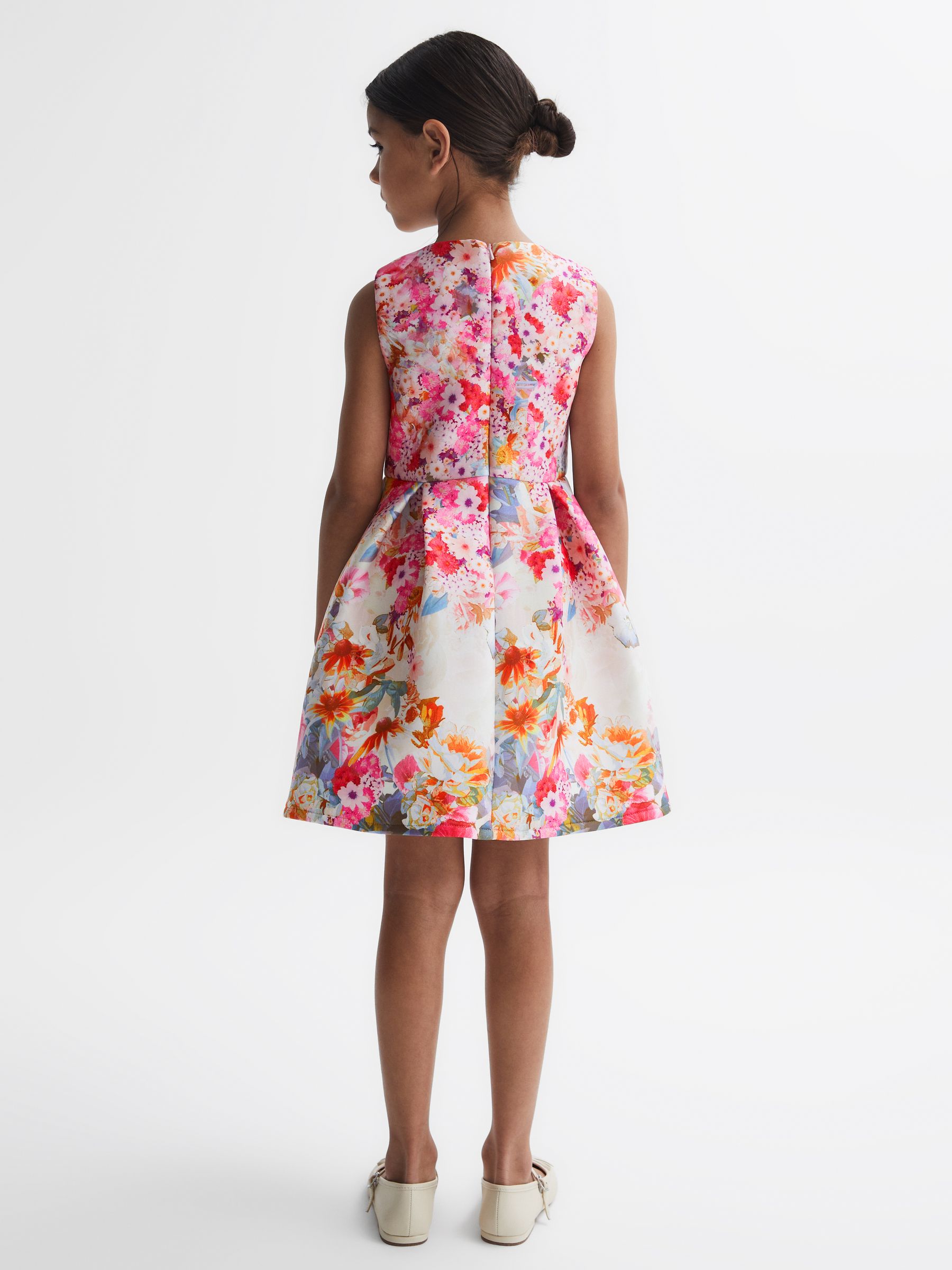 4-9 yrs Scuba Floral Printed Dress in Orange - Image 5 of 6