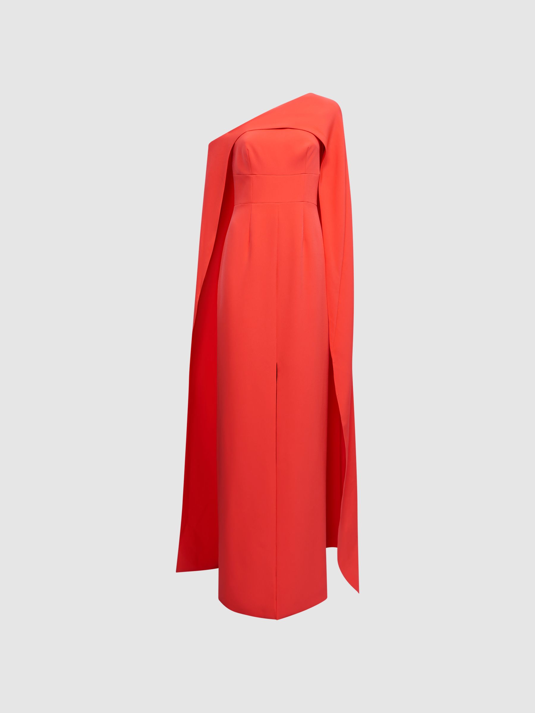 Halston One Shoulder Cape Maxi Dress in Orange - Image 2 of 6