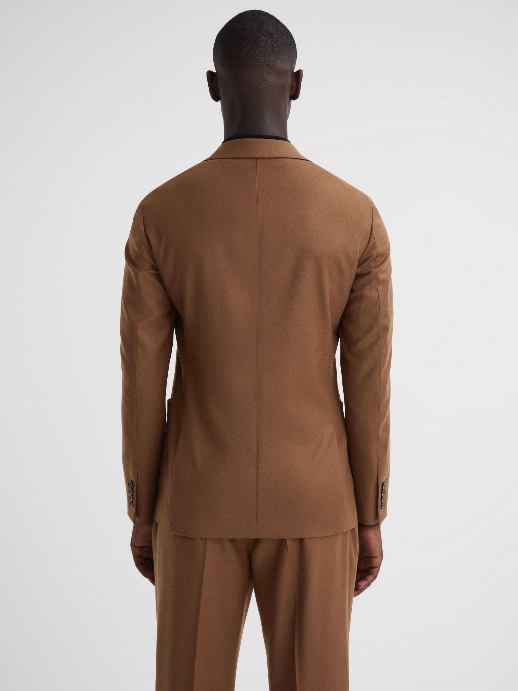 Slim Fit Wool Blend Single Breasted Blazer in Tobacco - Image 4 of 6