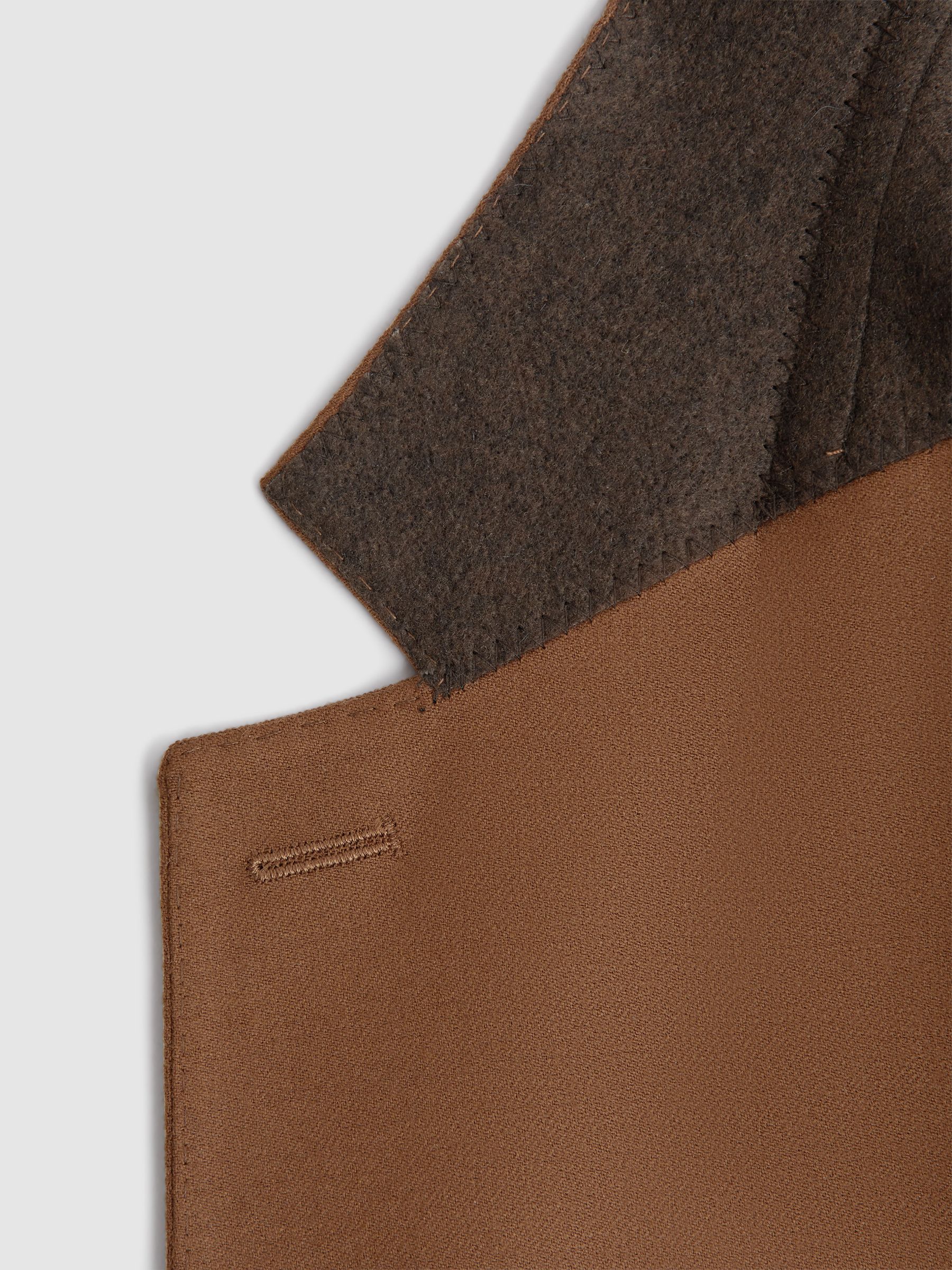 Slim Fit Wool Blend Single Breasted Blazer in Tobacco - Image 5 of 6