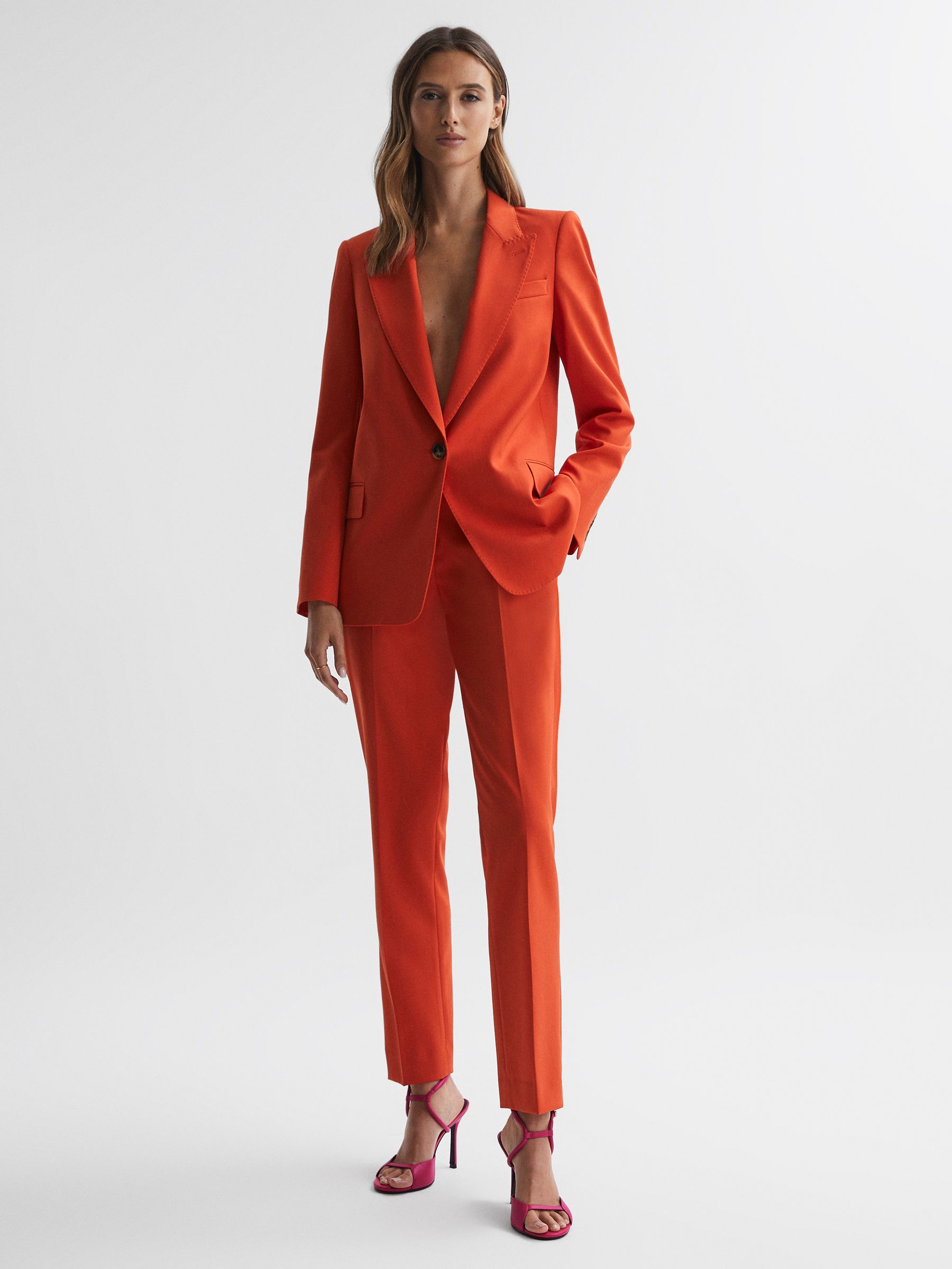 Leather Strappy Heels in Bright Pink - Image 2 of 5