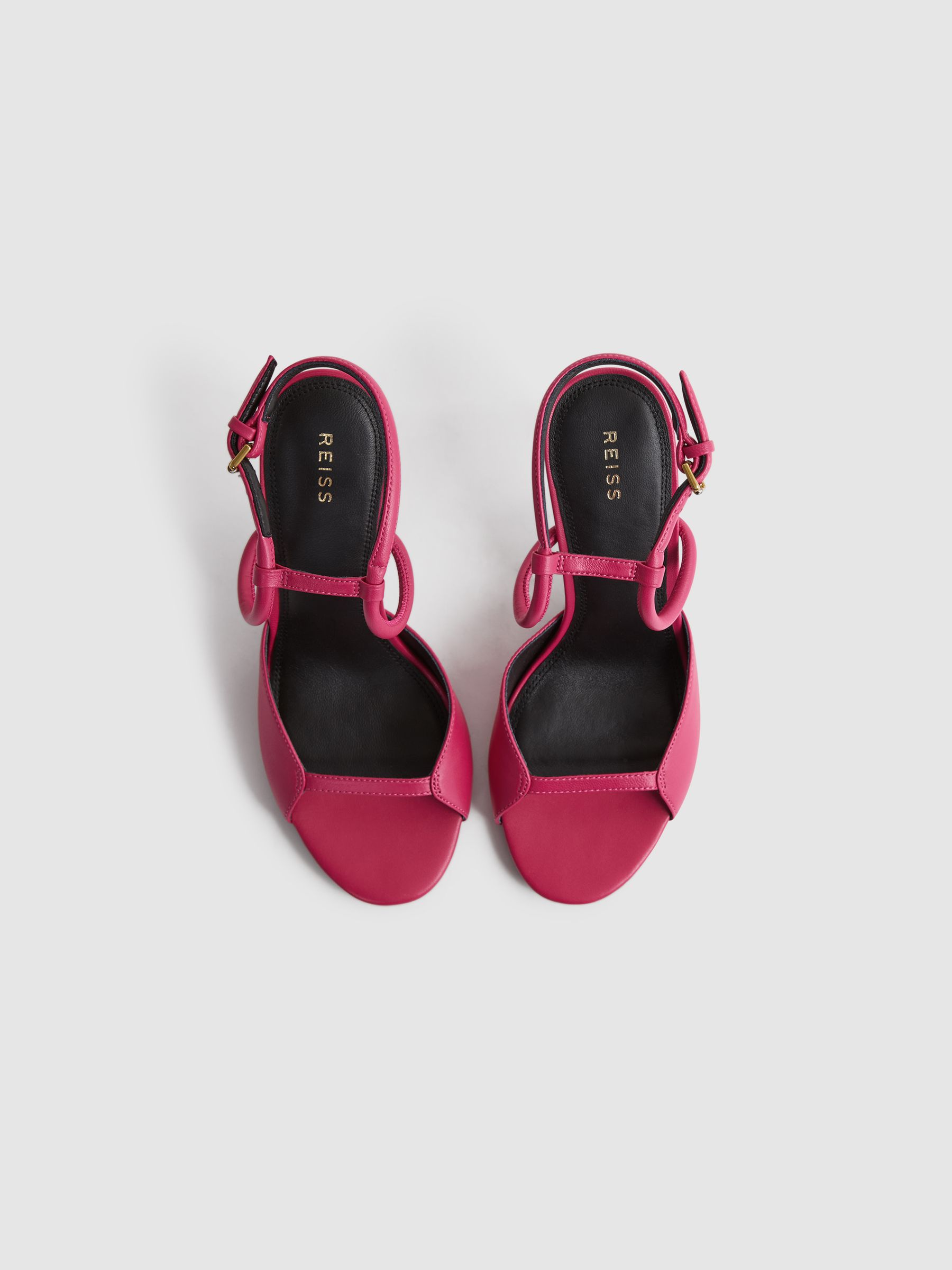 Leather Strappy Heels in Bright Pink - Image 3 of 5