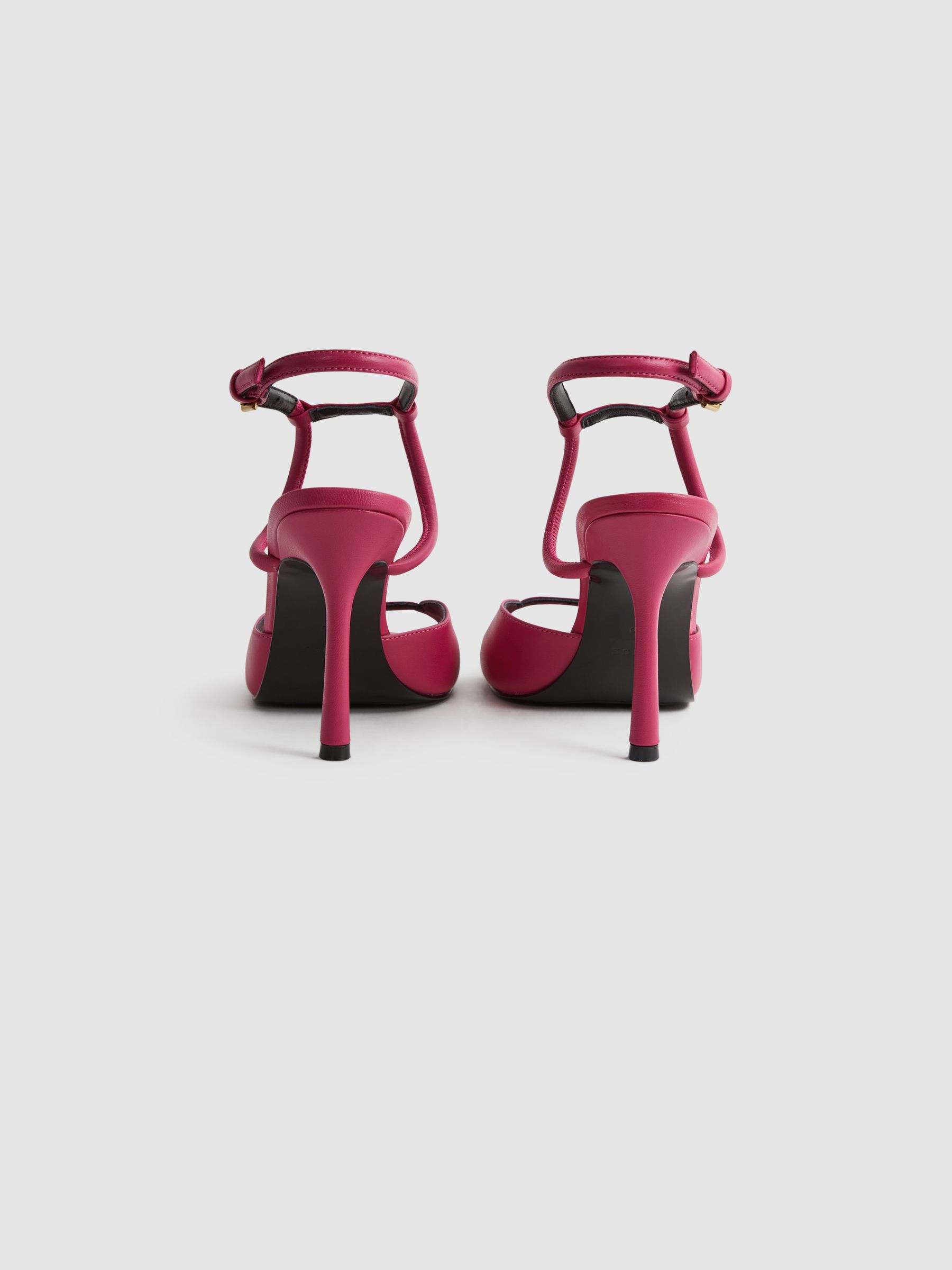 Leather Strappy Heels in Bright Pink - Image 5 of 5