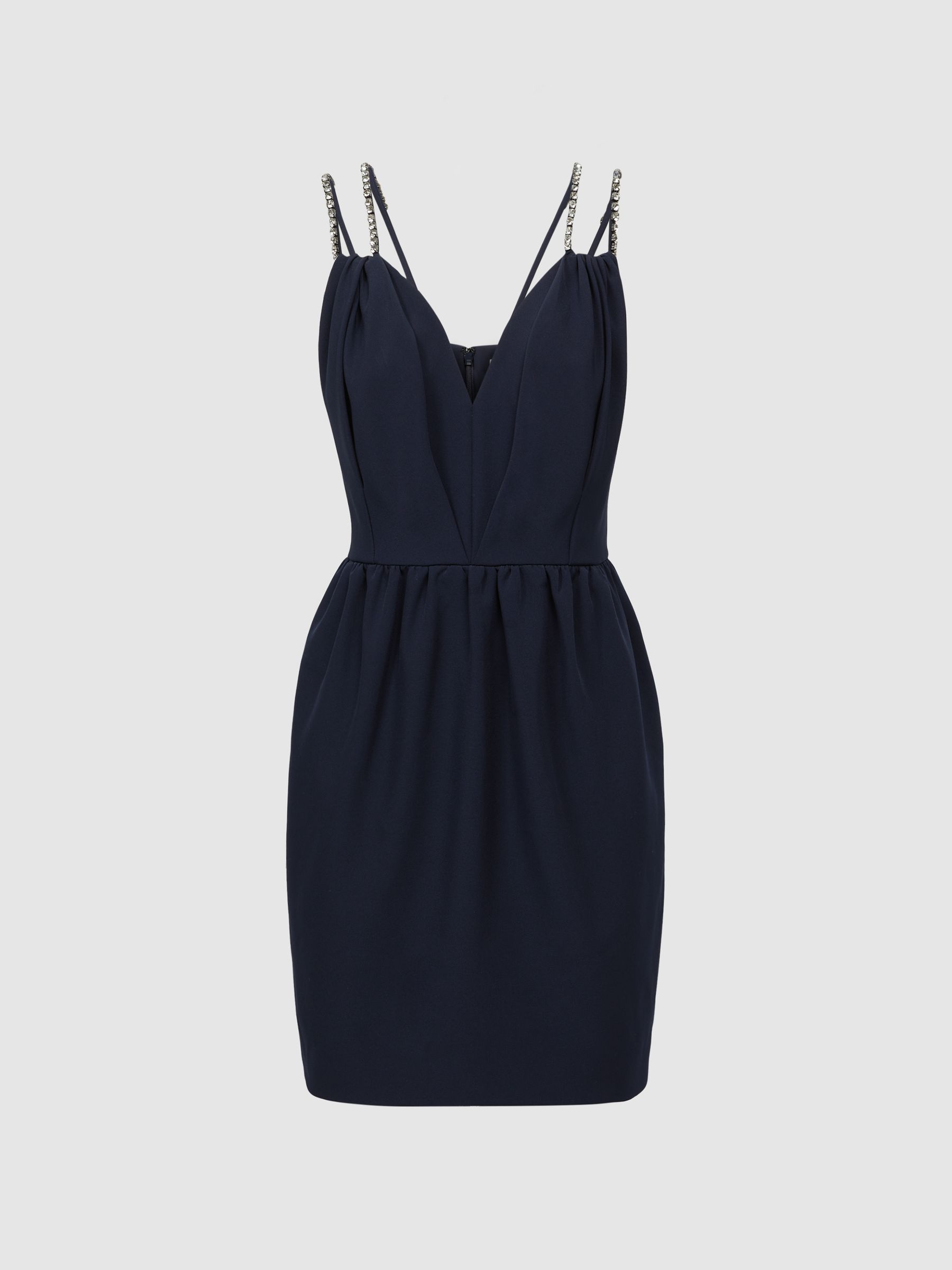 Halston Embellished Strap Mini Dress in Navy - Image 2 of 6