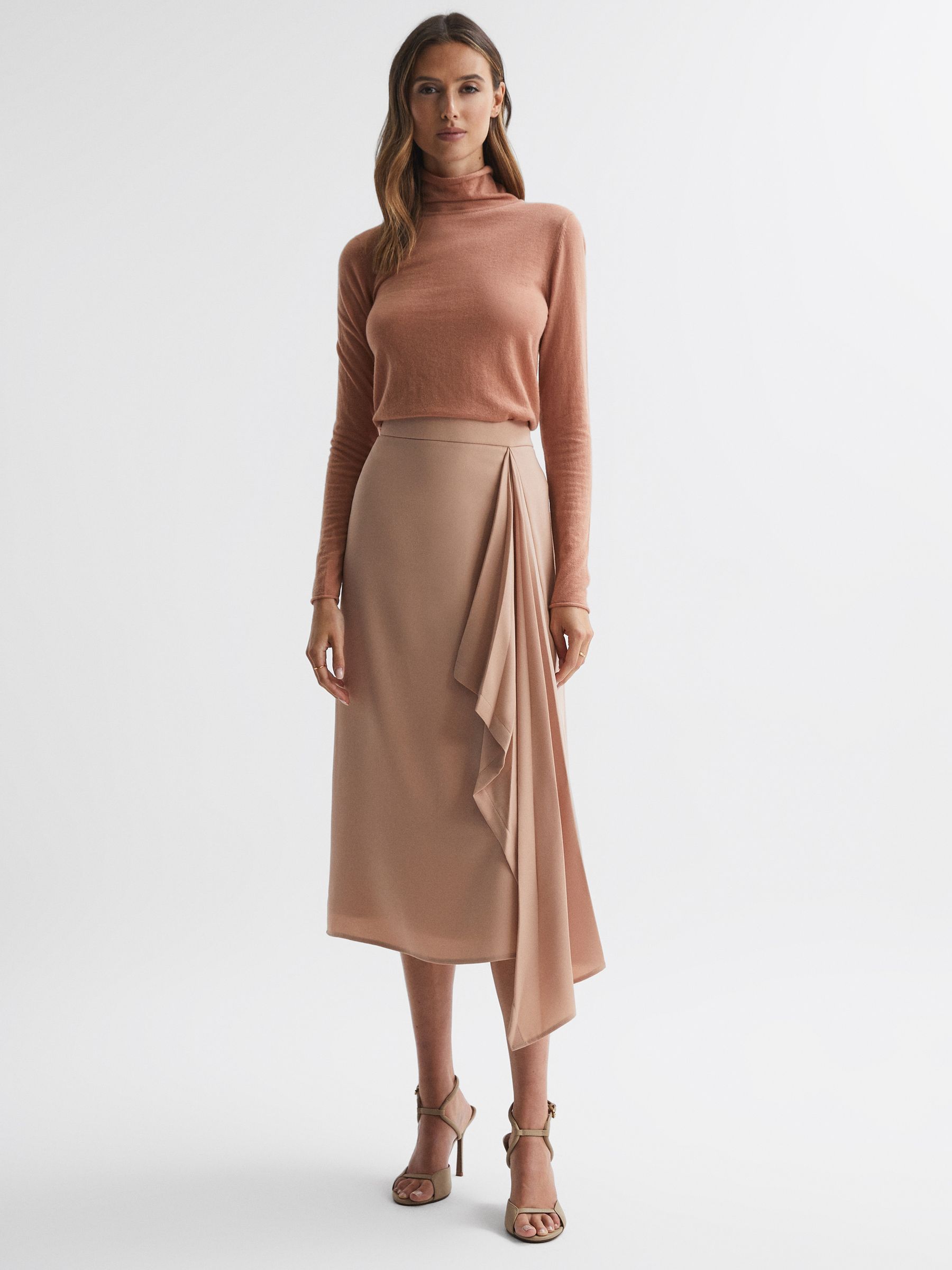 Leather Strappy Heels in Biscuit - Image 2 of 5