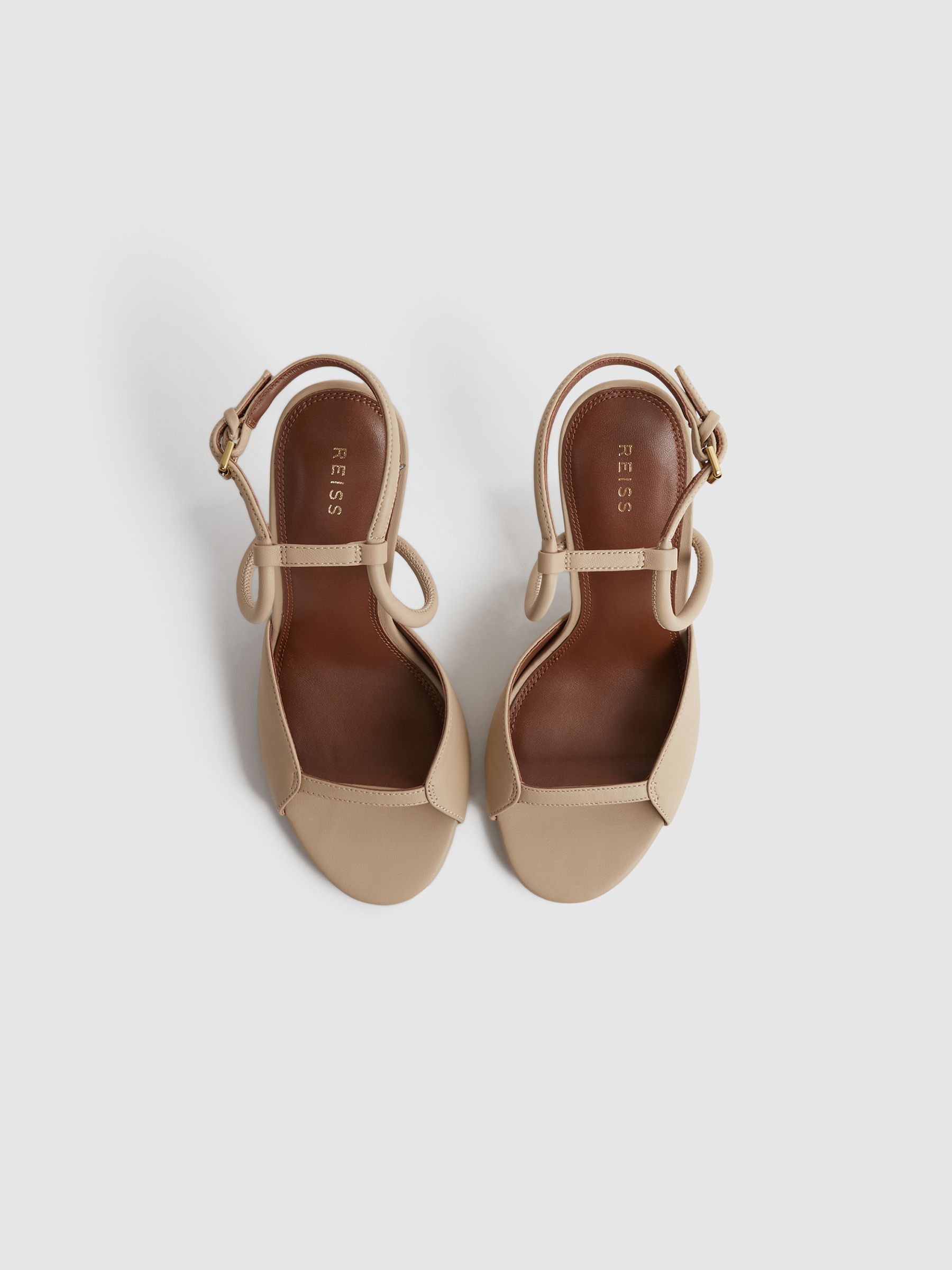 Leather Strappy Heels in Biscuit - Image 3 of 5