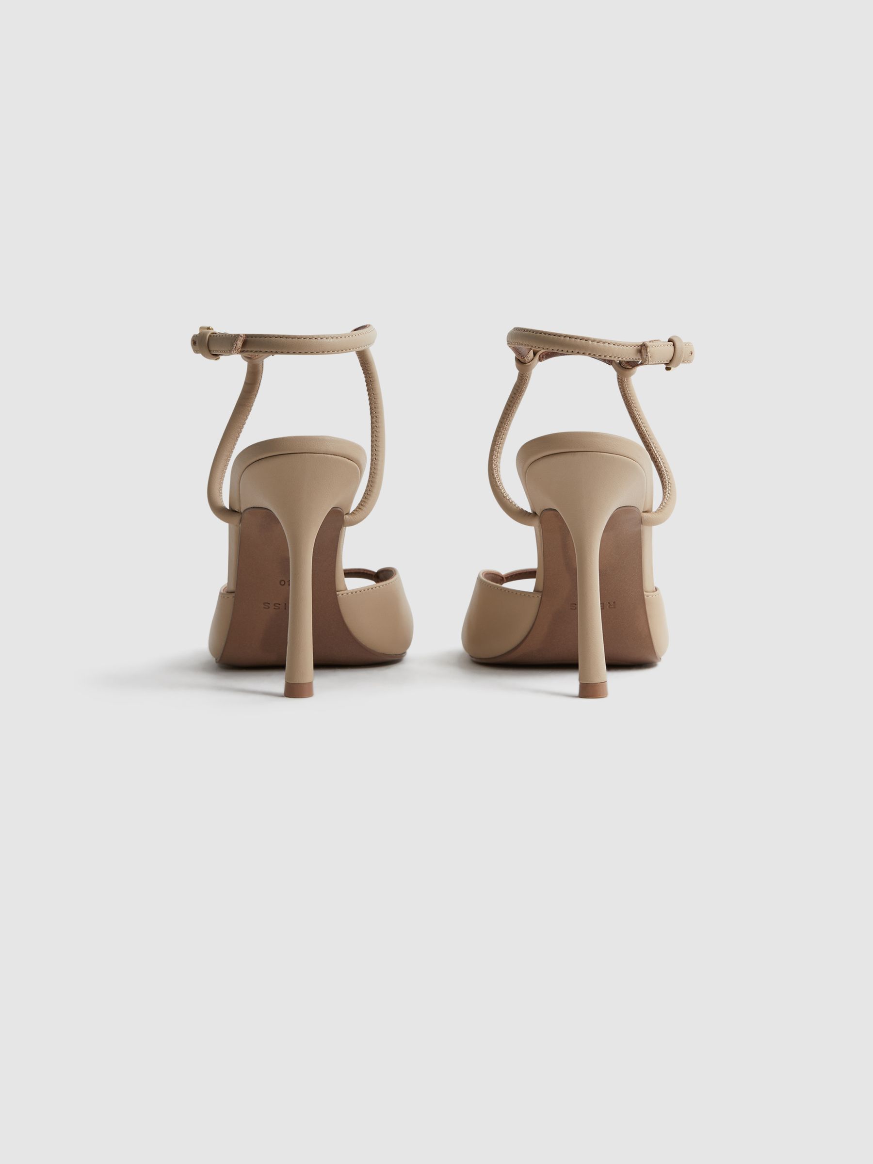 Leather Strappy Heels in Biscuit - Image 4 of 5