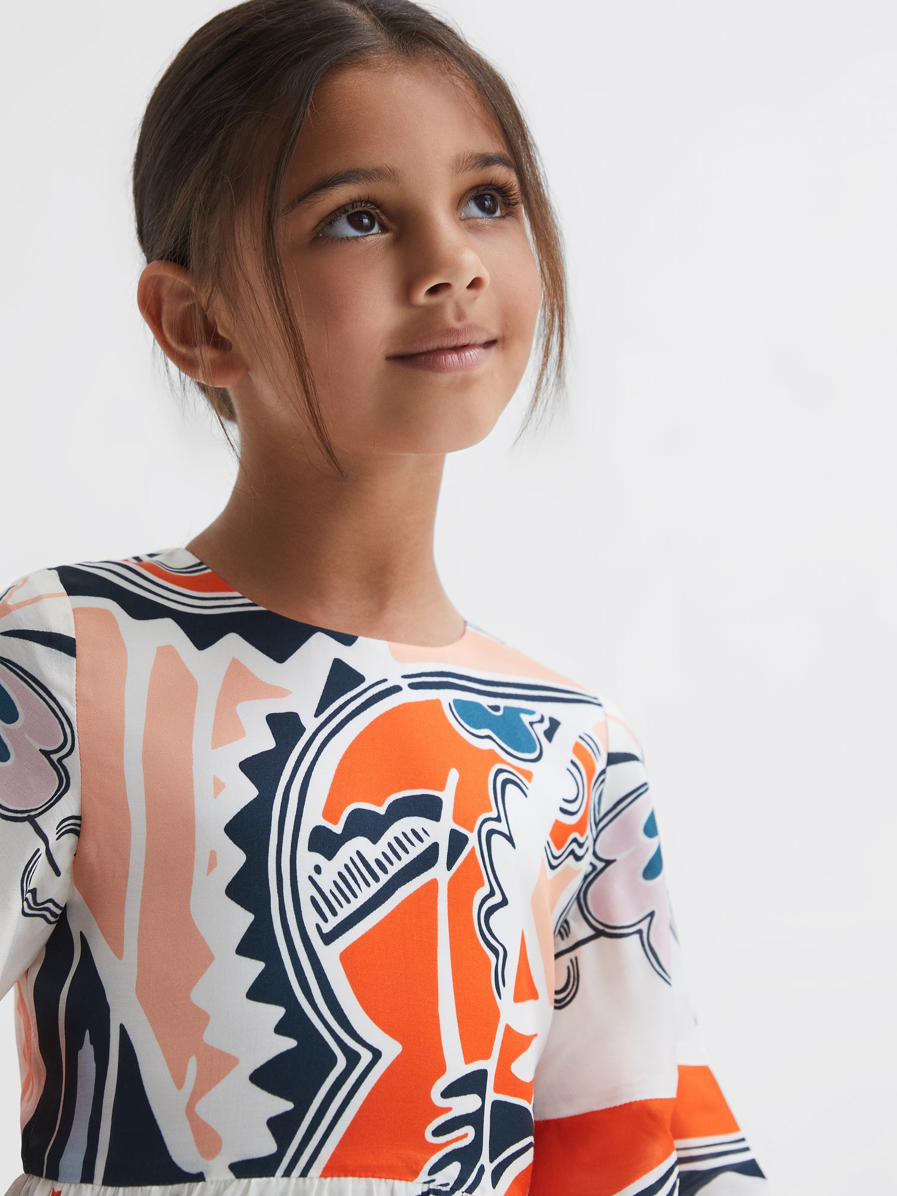4-9 yrs Printed Floaty Dress in Coral - Image 3 of 5