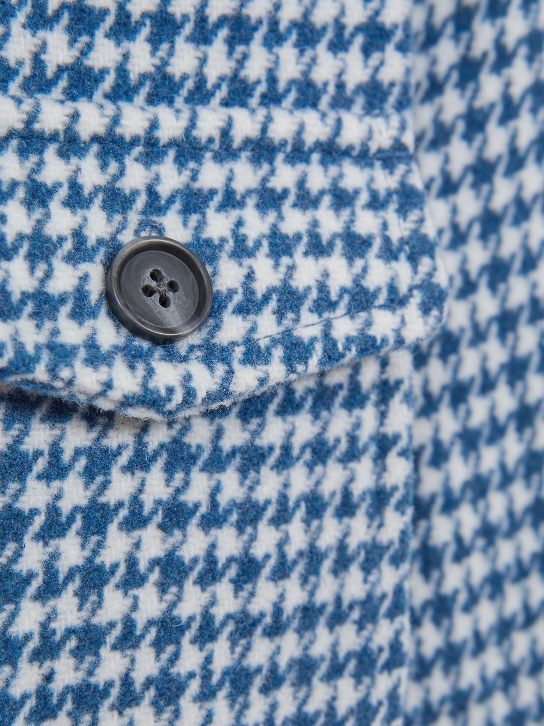 9-14 yrs Brushed Houndstooth Overshirt in Blue/White - Image 5 of 5