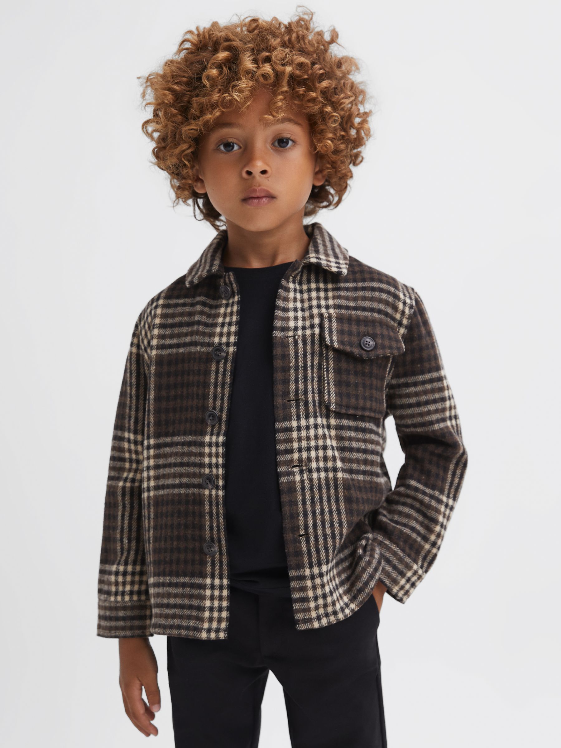 Brushed Checked Overshirt in Oatmeal - Image 1 of 5 Brushed Checked Overshirt in Oatmeal - Image 1 of 5