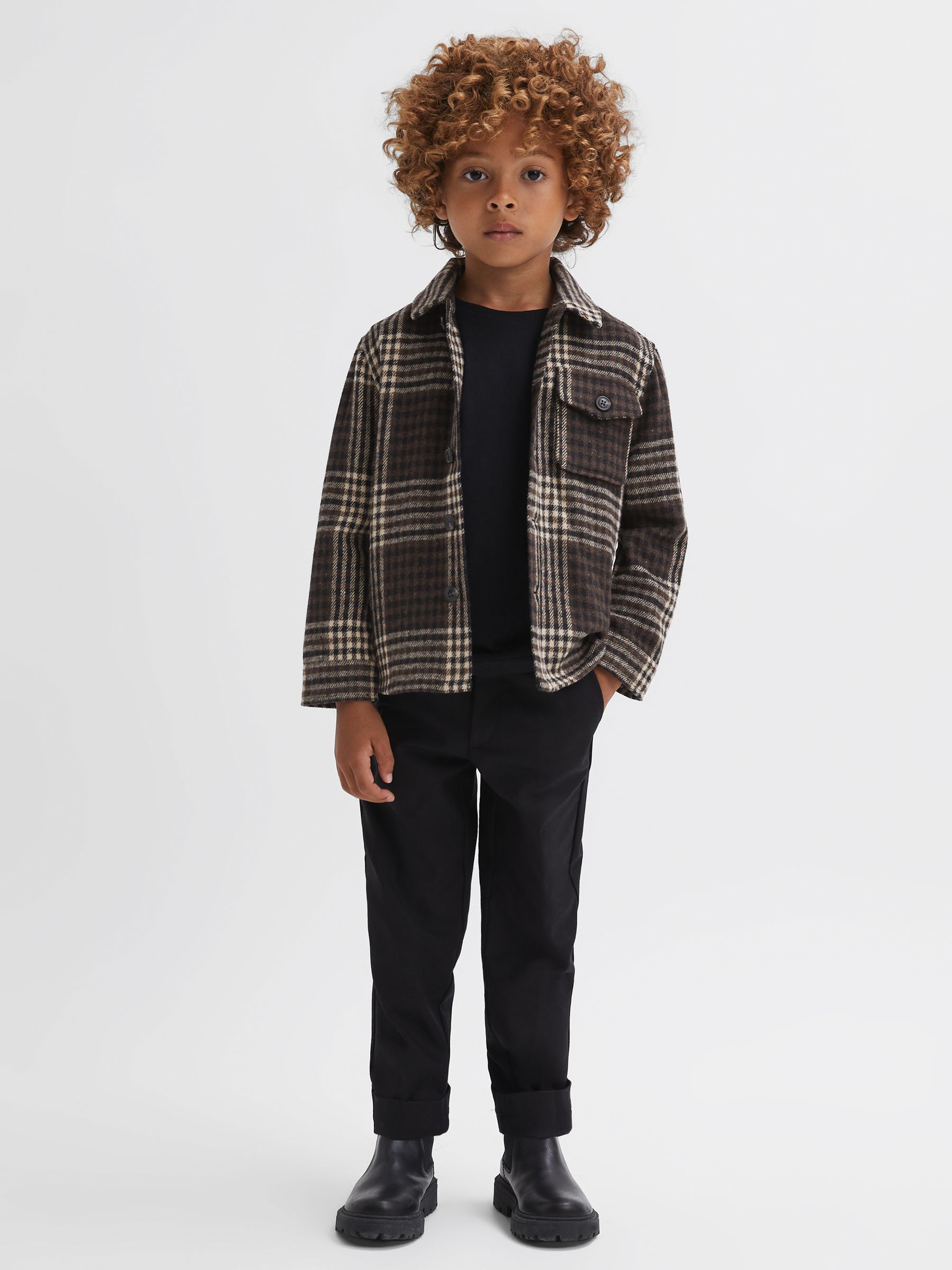 Brushed Checked Overshirt in Oatmeal - Image 3 of 5