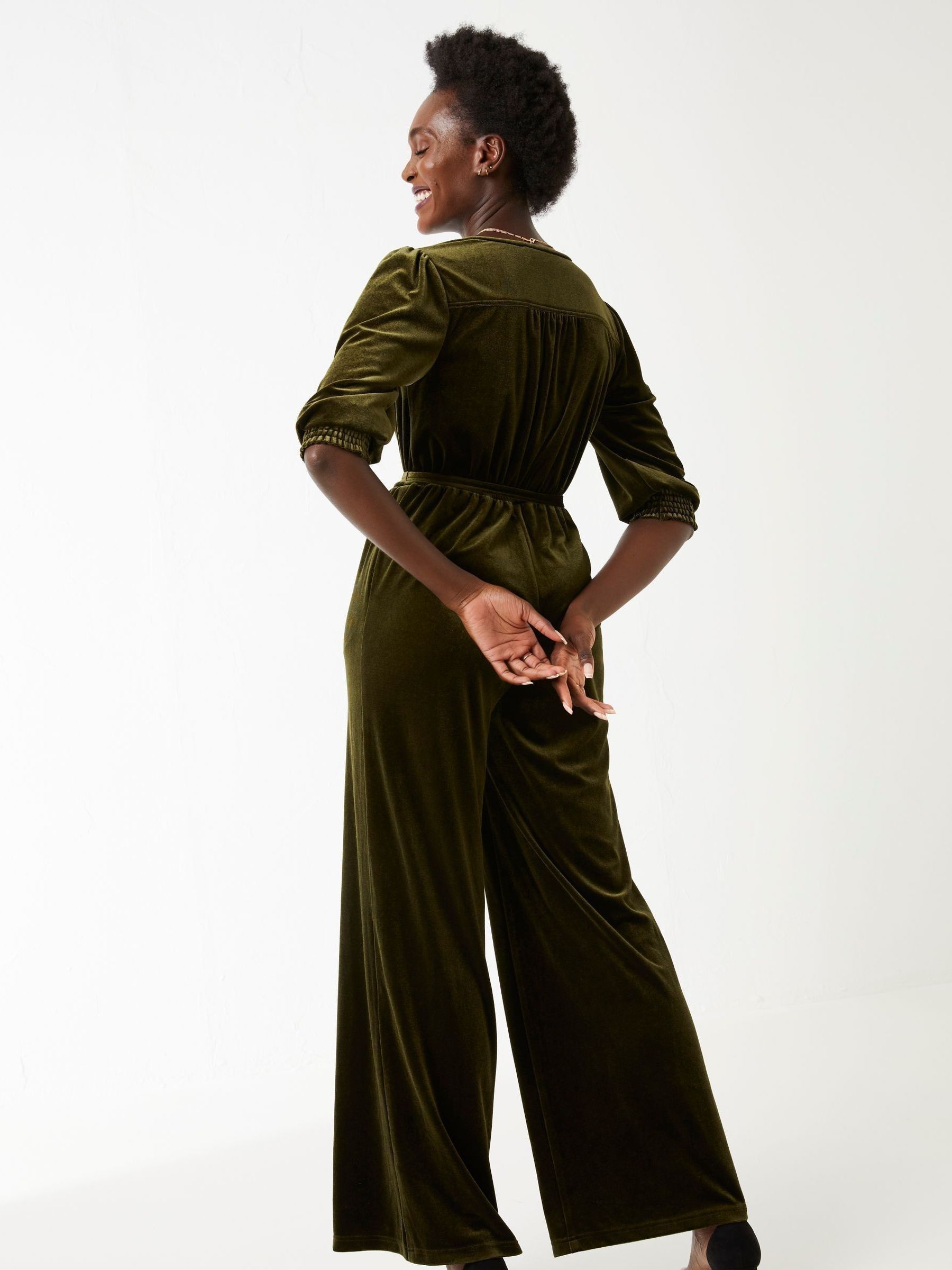 Green Juniper Velvet Jumpsuit - Image 2 of 4