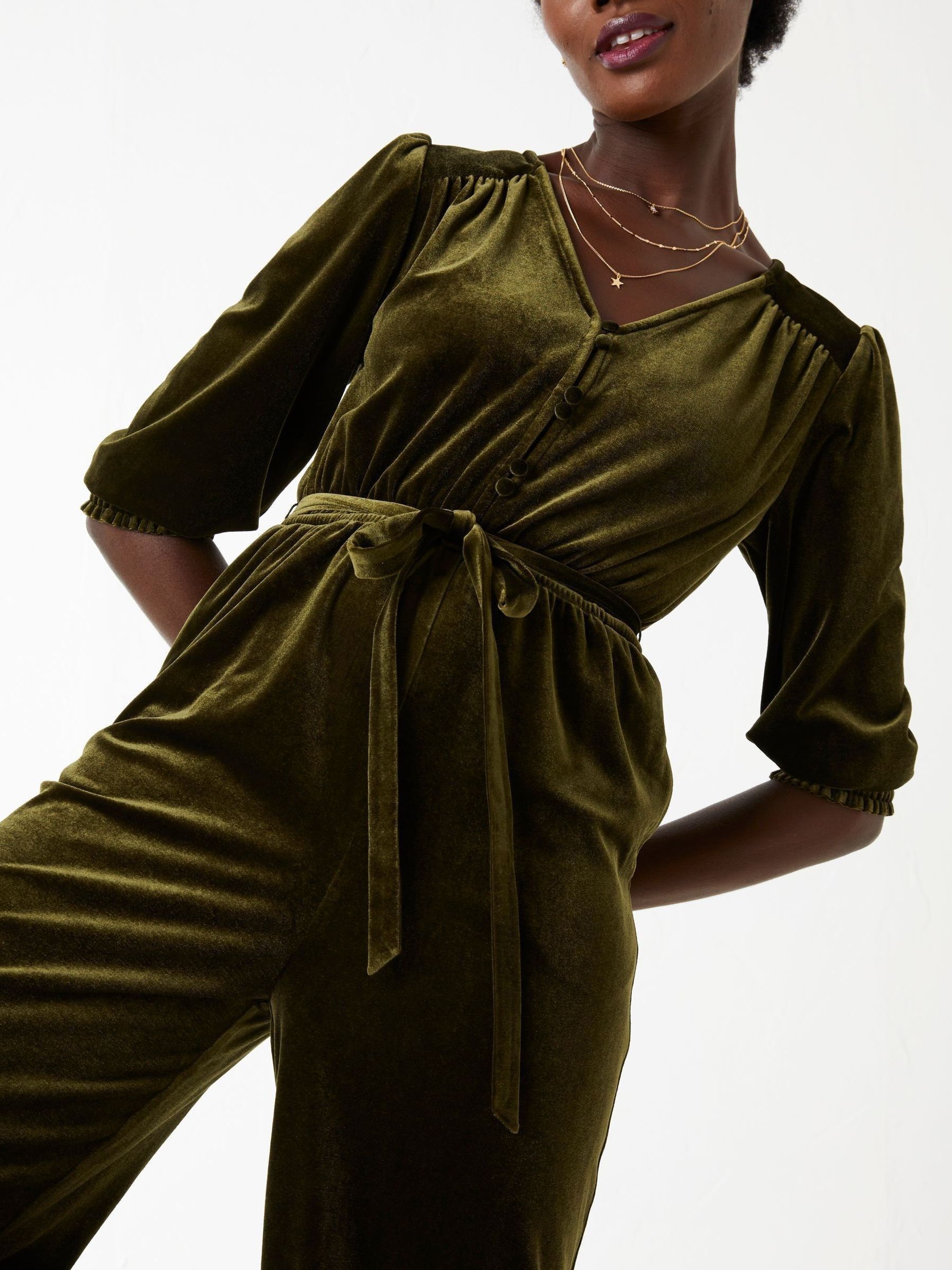 Green Juniper Velvet Jumpsuit - Image 3 of 4