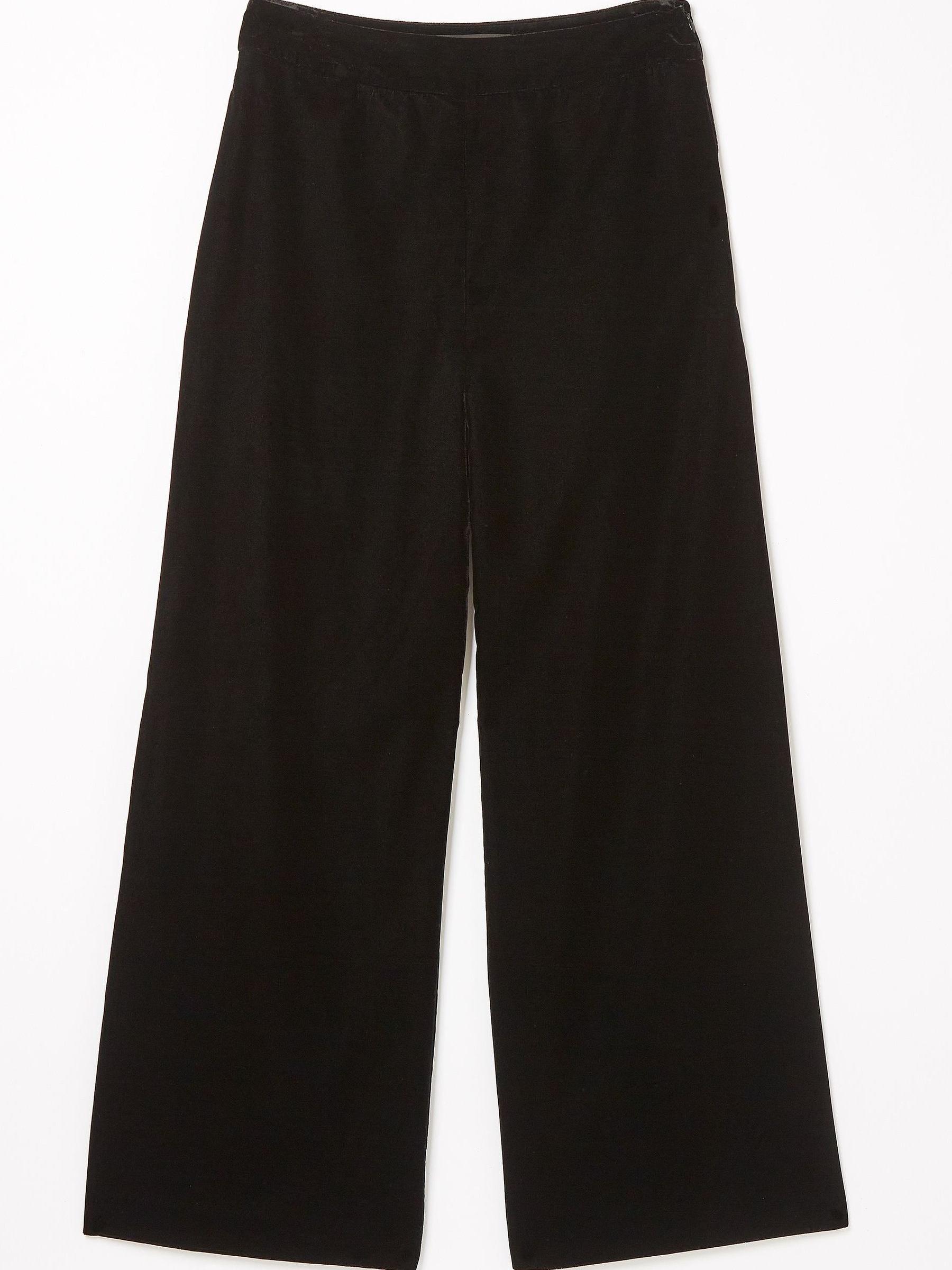 Black Wide Leg Velvet Trousers - Image 5 of 5