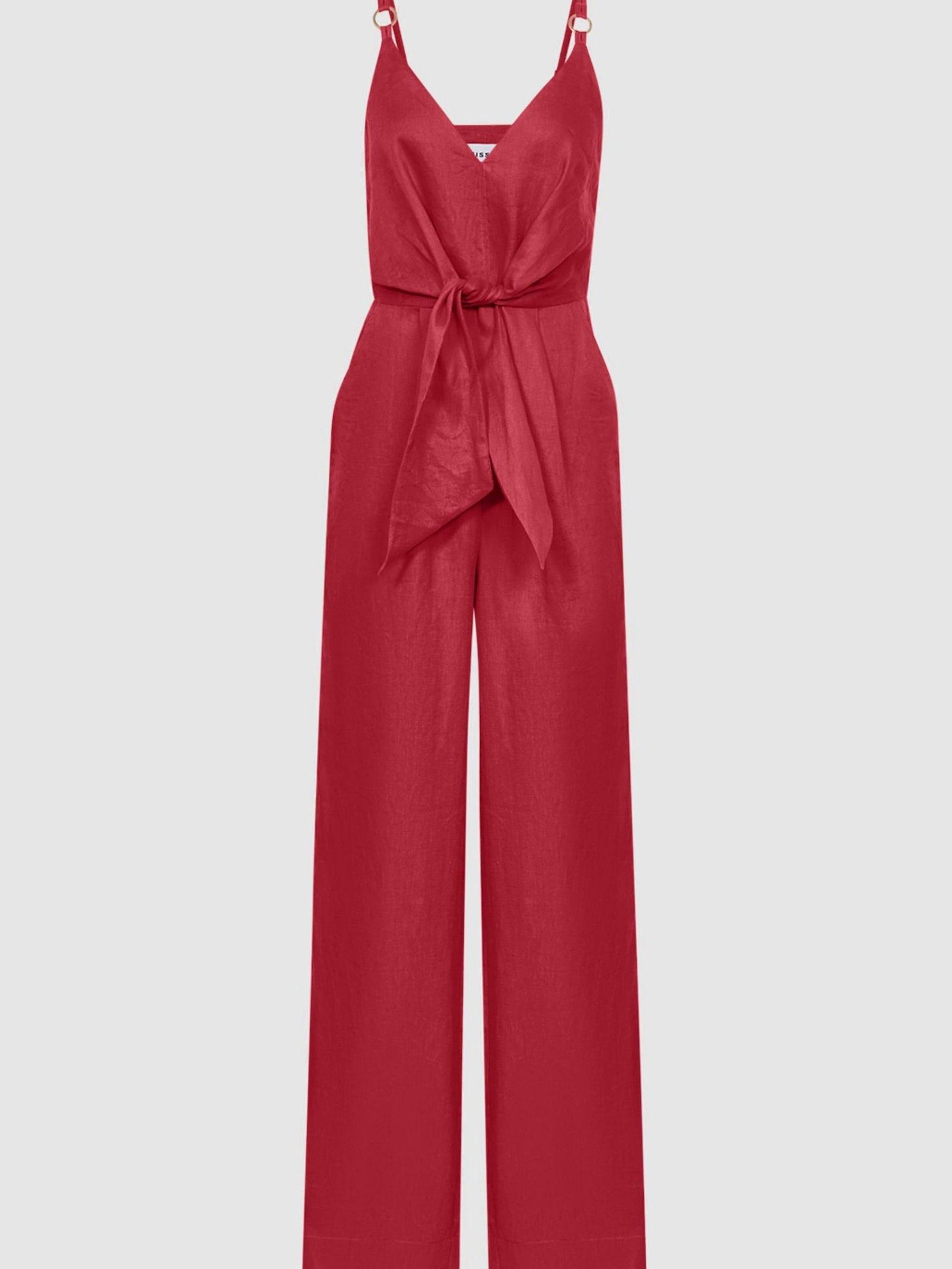 Regular Linen Jumpsuit in Coral - Image 2 of 6