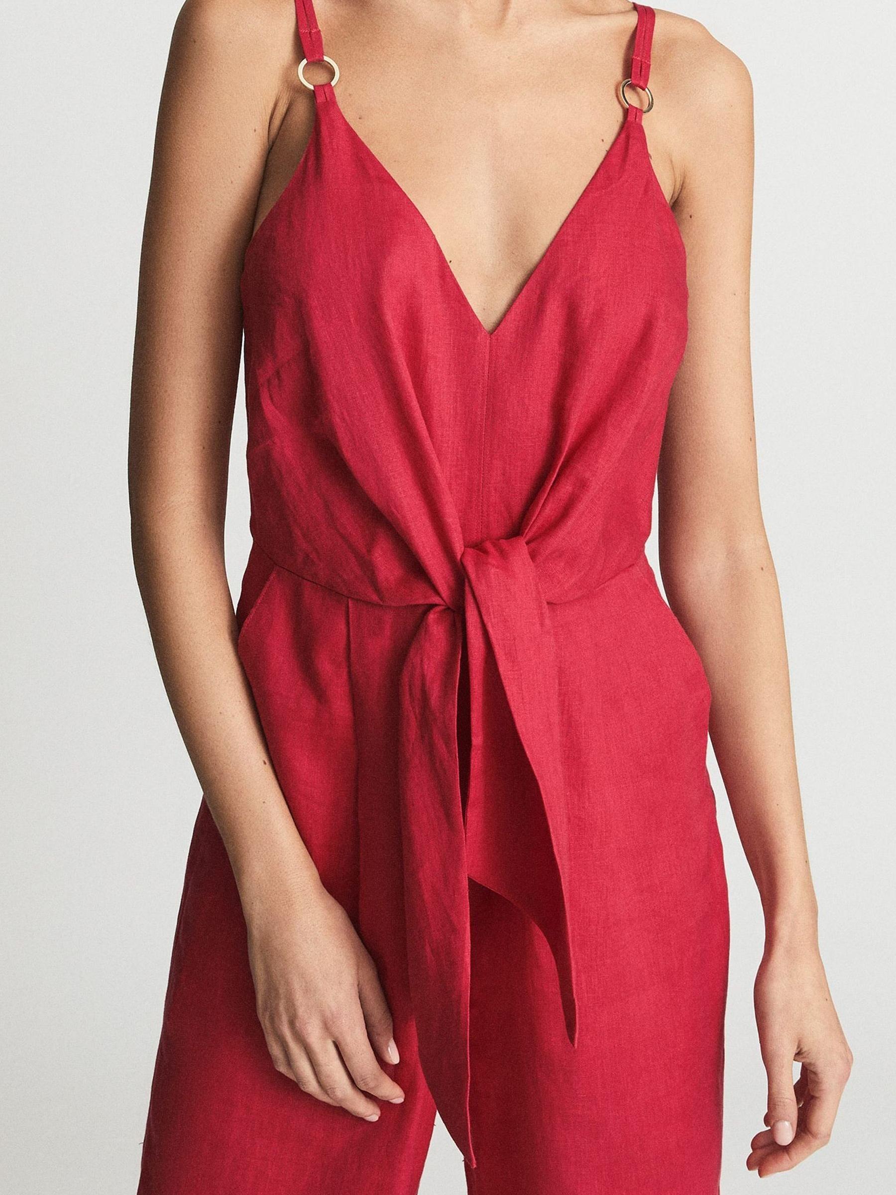 Regular Linen Jumpsuit in Coral - Image 6 of 6