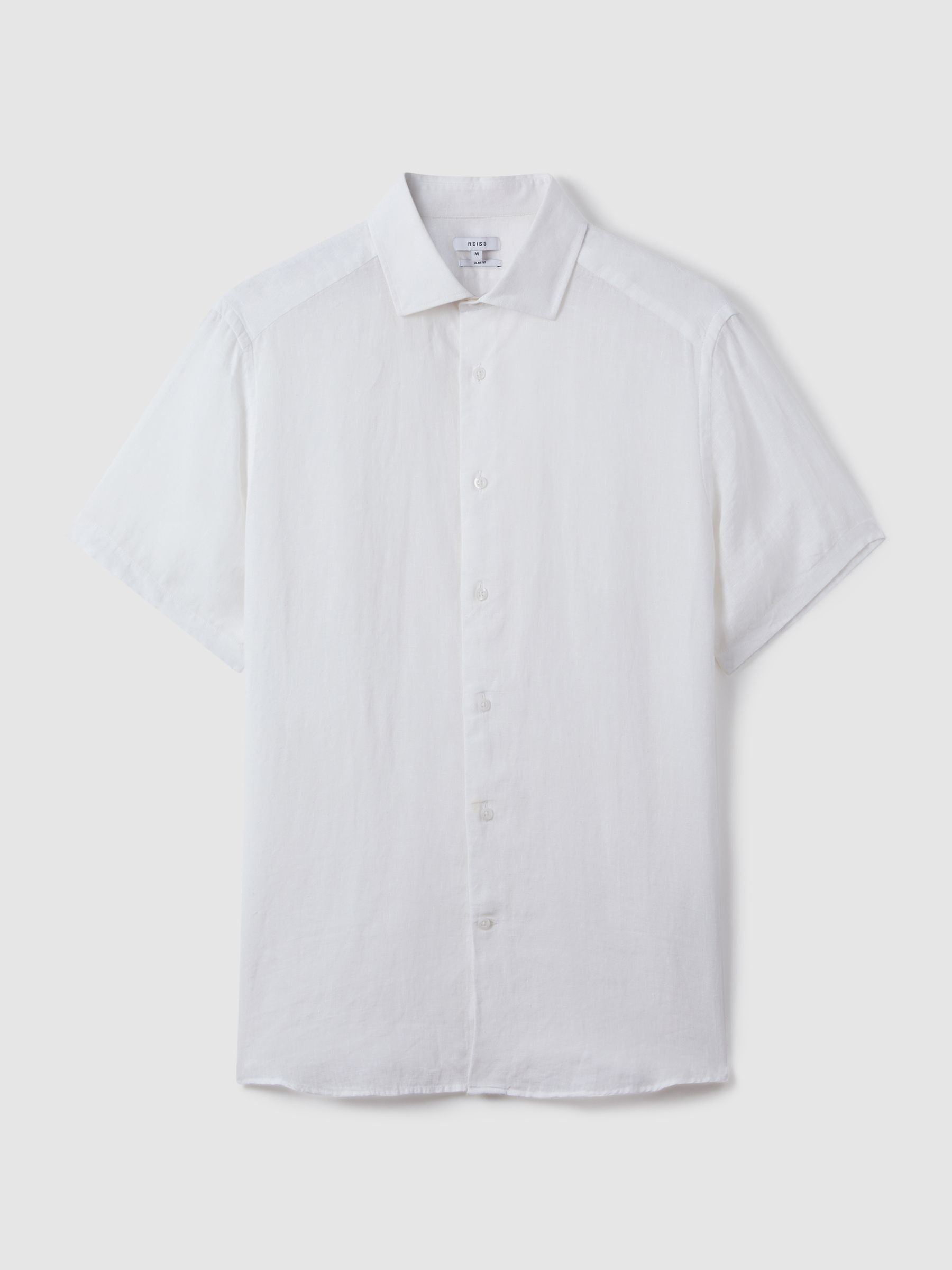 Linen Short-Sleeve Shirt in White - Image 2 of 5